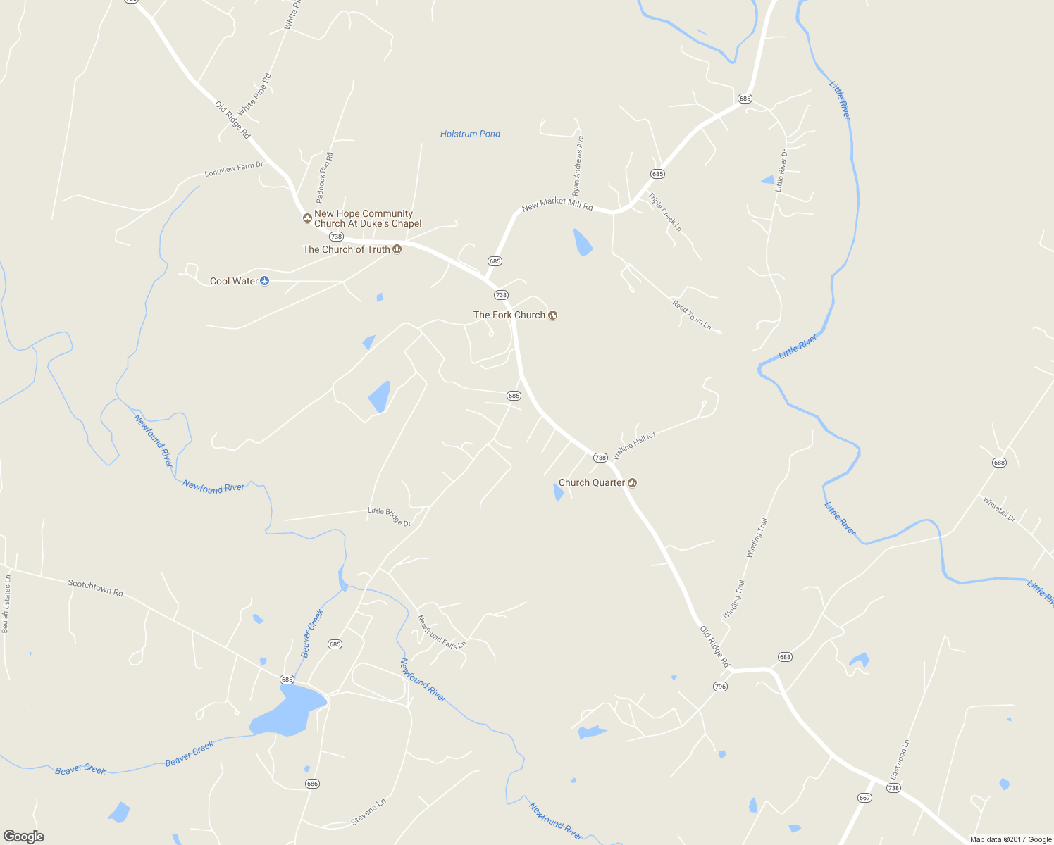 map of restaurants, bars, coffee shops, grocery stores, and more near 12533 Old Ridge Road in Doswell