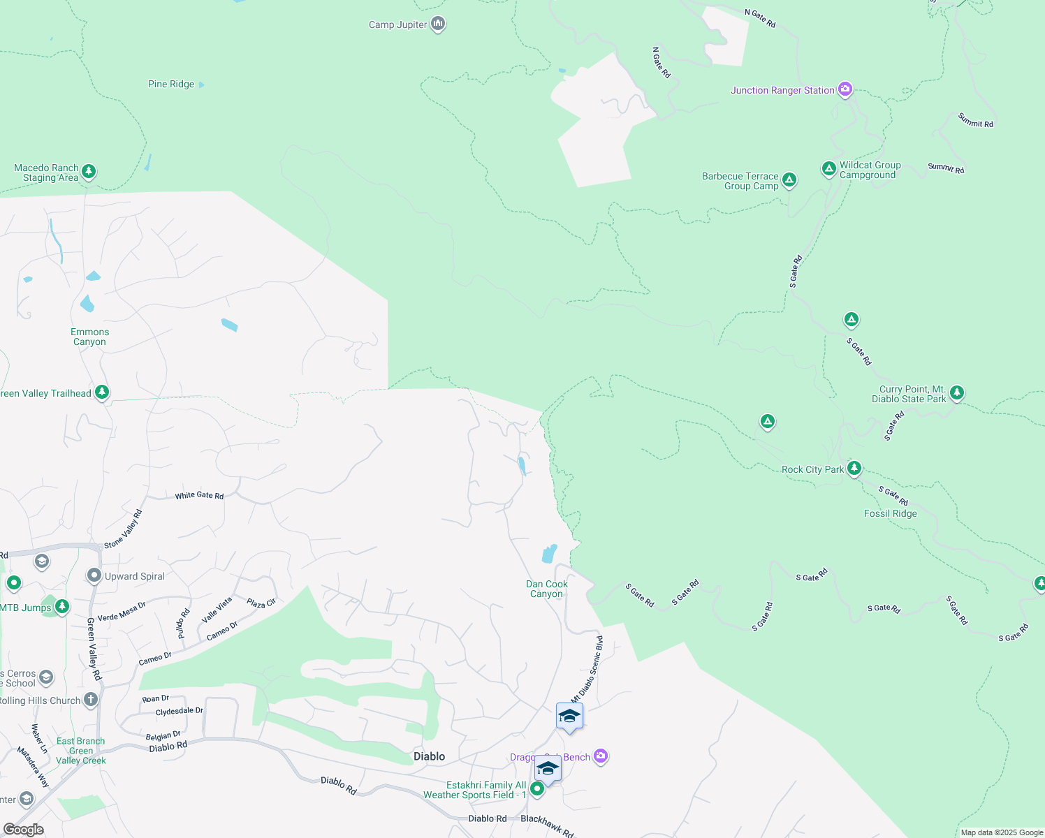 map of restaurants, bars, coffee shops, grocery stores, and more near 2420 Diablo Lakes Lane in Diablo