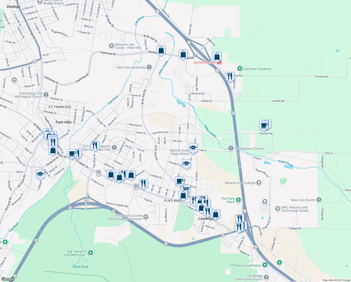 map of restaurants, bars, coffee shops, grocery stores, and more near 507 Dix Avenue in Park Hills