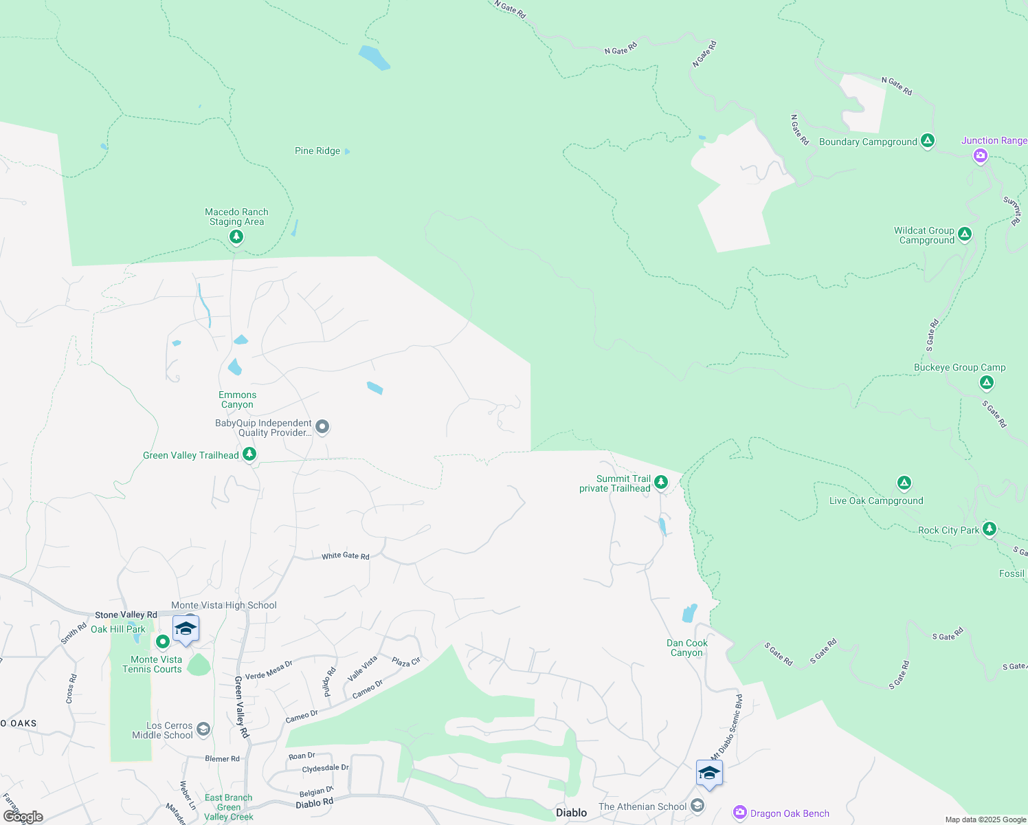 map of restaurants, bars, coffee shops, grocery stores, and more near 7 Country Oak Lane in Alamo