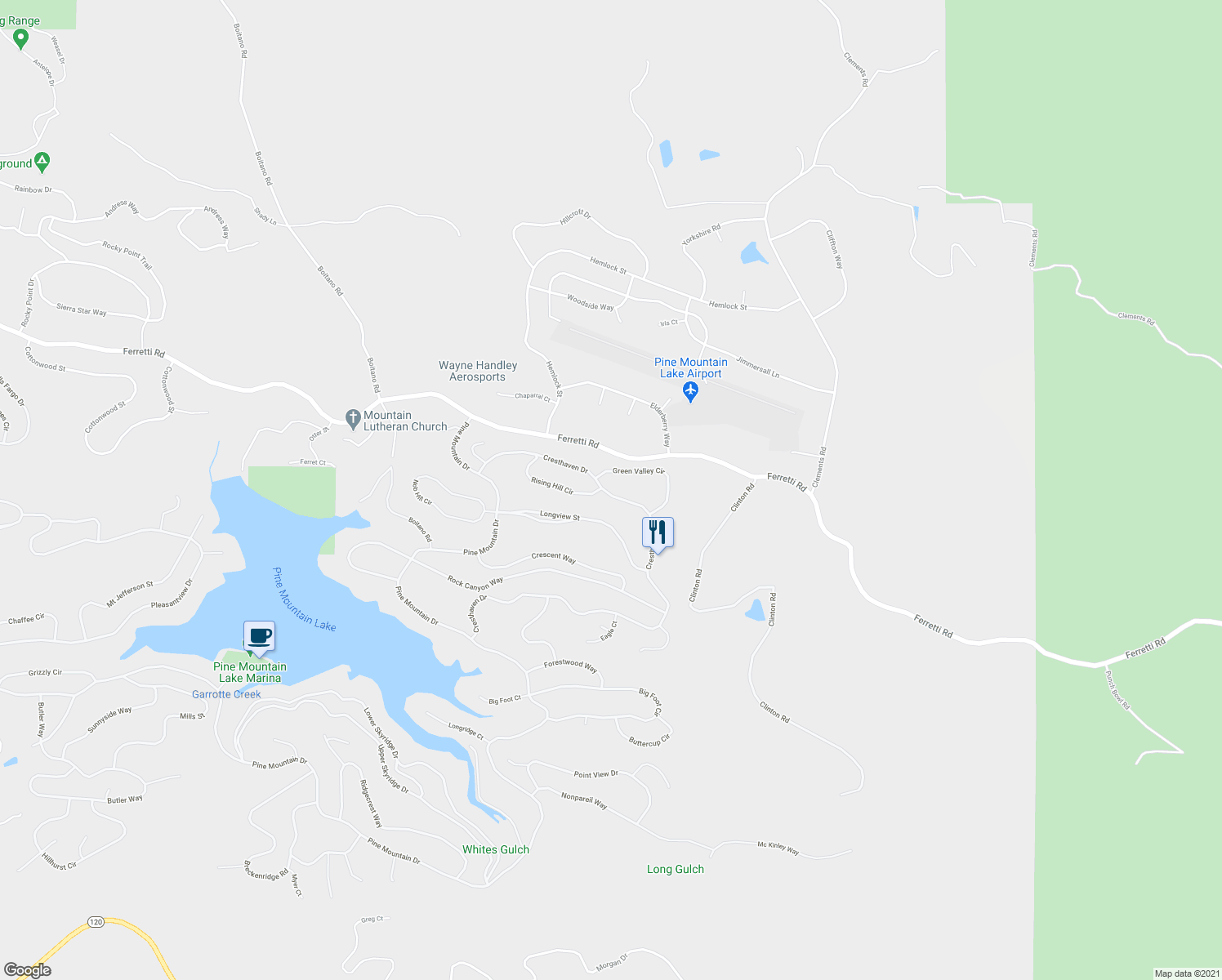 map of restaurants, bars, coffee shops, grocery stores, and more near 12825 Cresthaven Drive in Groveland