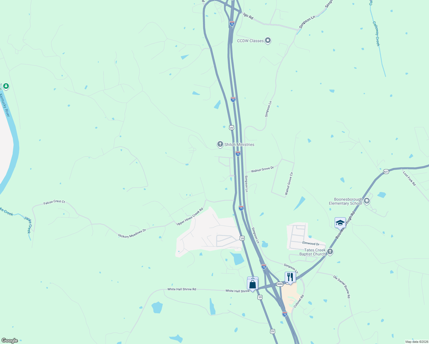 map of restaurants, bars, coffee shops, grocery stores, and more near 409 North Creek Court in Richmond