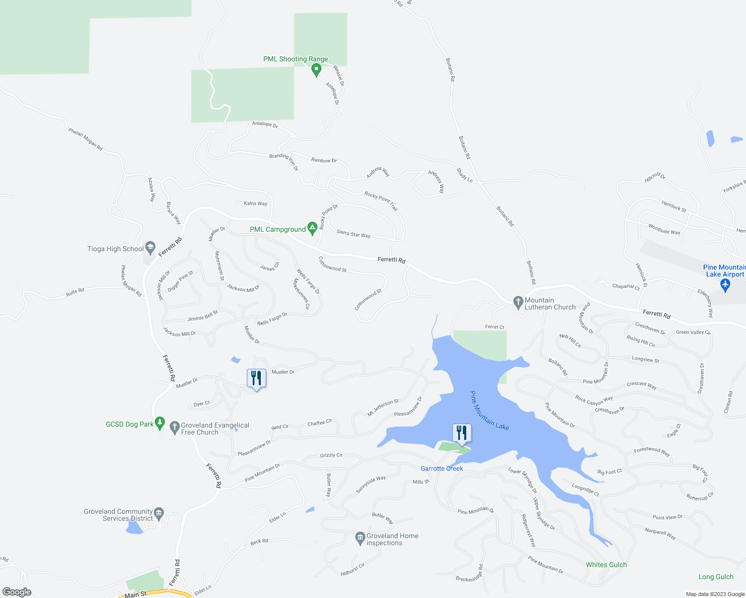 map of restaurants, bars, coffee shops, grocery stores, and more near 19686 Cottonwood Street in Groveland