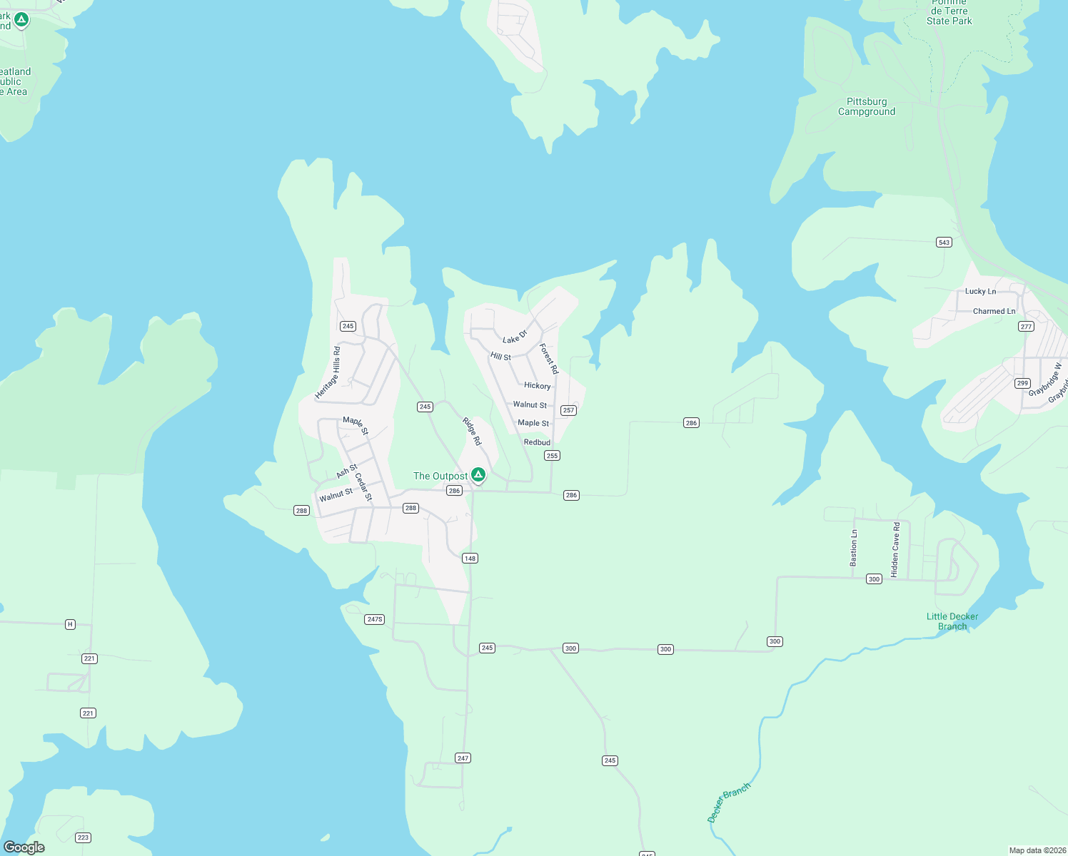 map of restaurants, bars, coffee shops, grocery stores, and more near Maple Street in Pittsburg