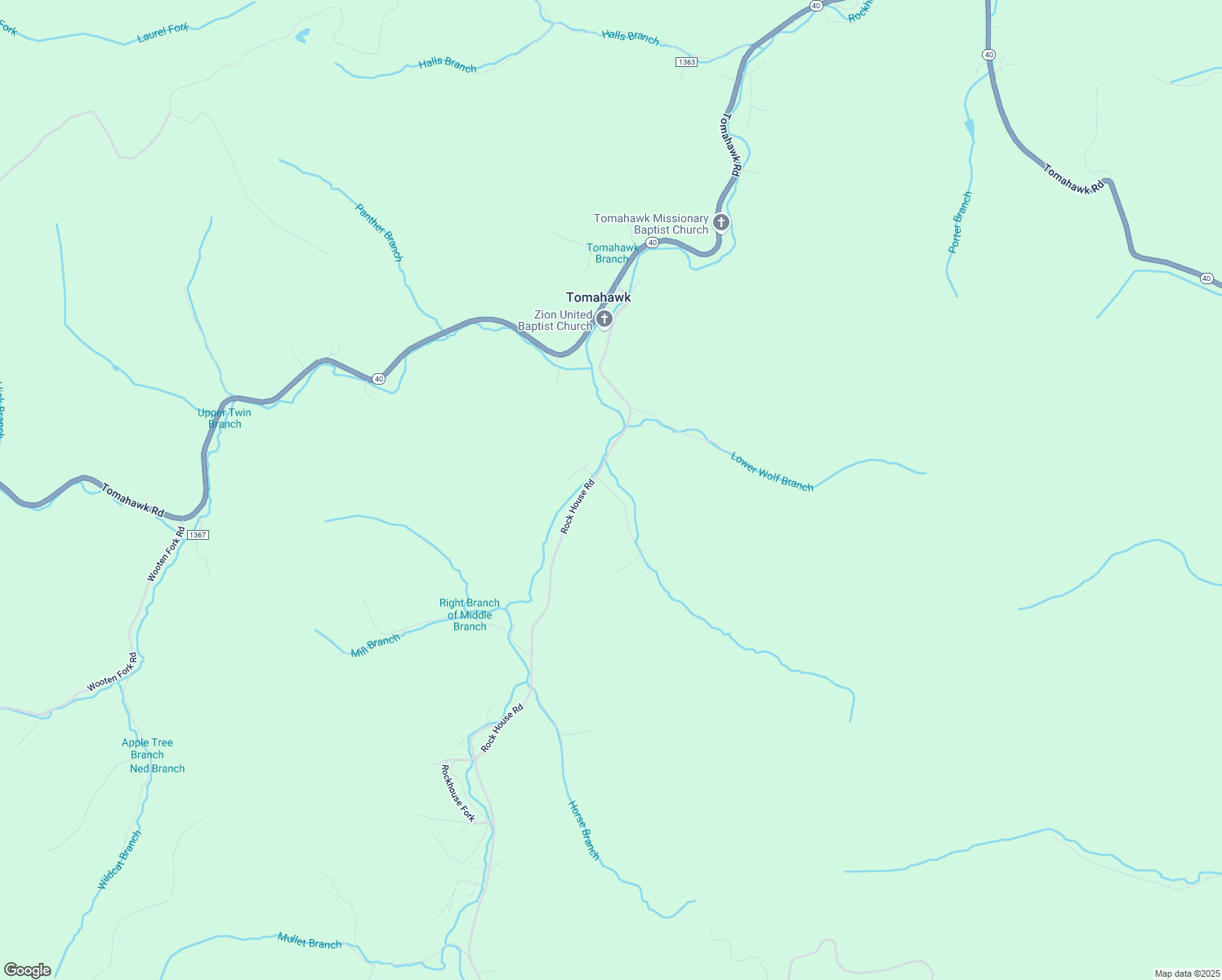 map of restaurants, bars, coffee shops, grocery stores, and more near 460 Rock House Road in Tomahawk