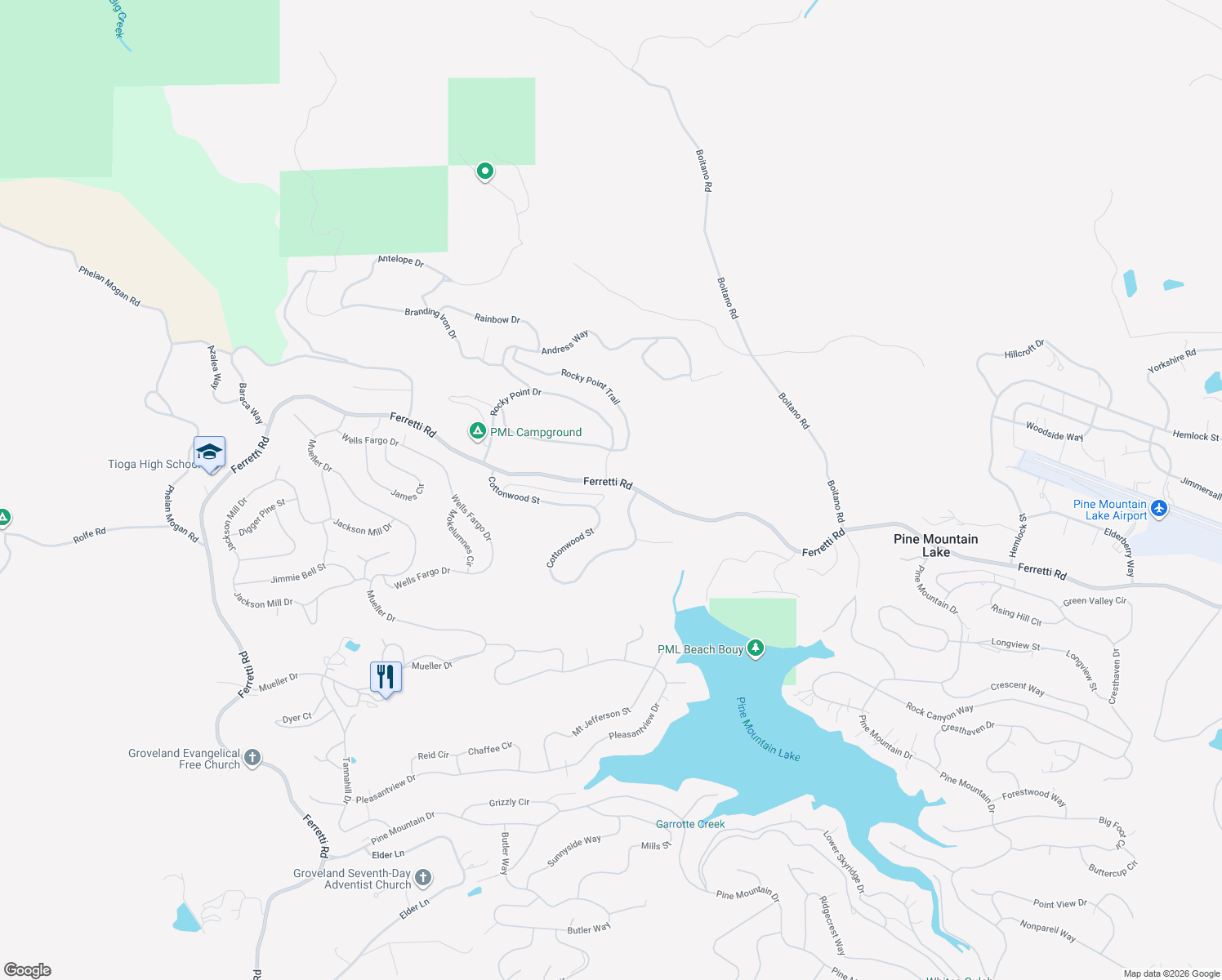 map of restaurants, bars, coffee shops, grocery stores, and more near 19812 Cottonwood Street in Groveland
