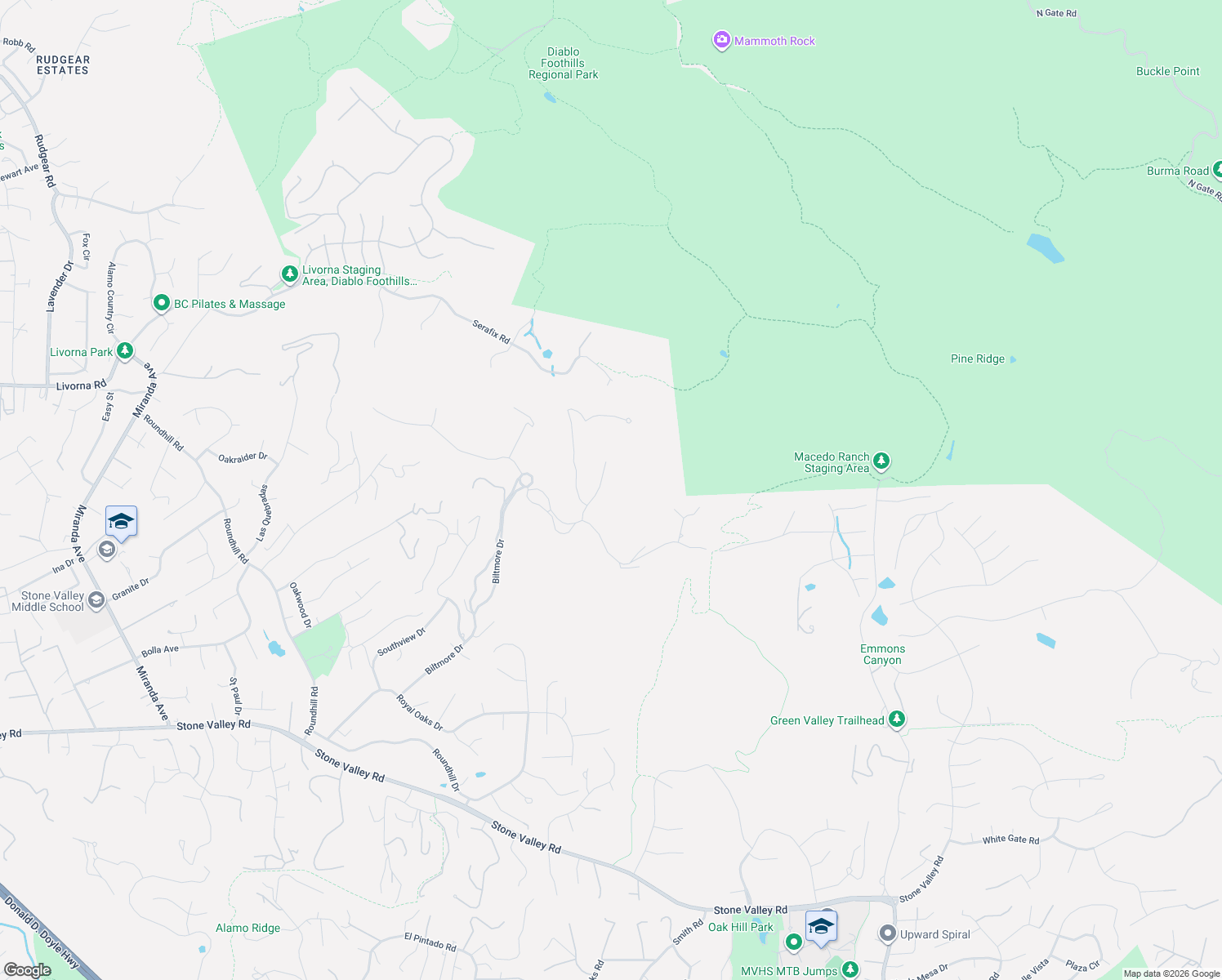 map of restaurants, bars, coffee shops, grocery stores, and more near 120 Sugar Creek Lane in Alamo