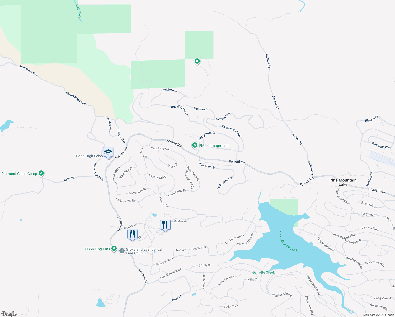 map of restaurants, bars, coffee shops, grocery stores, and more near 19551 Cottonwood Street in Groveland