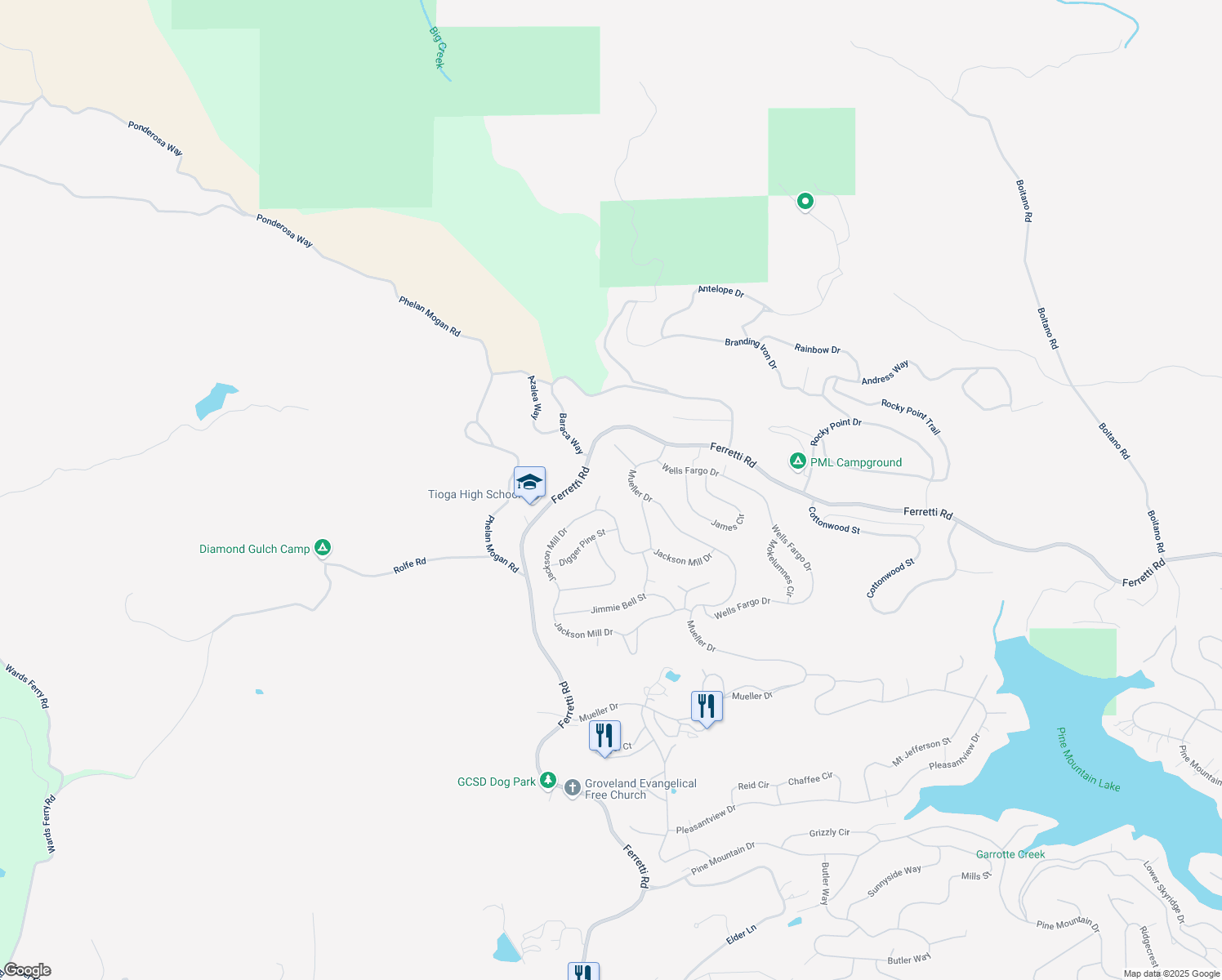 map of restaurants, bars, coffee shops, grocery stores, and more near 13095 Fox Court in Groveland