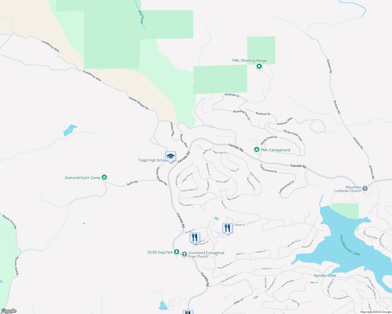 map of restaurants, bars, coffee shops, grocery stores, and more near 13095 Fox Court in Groveland