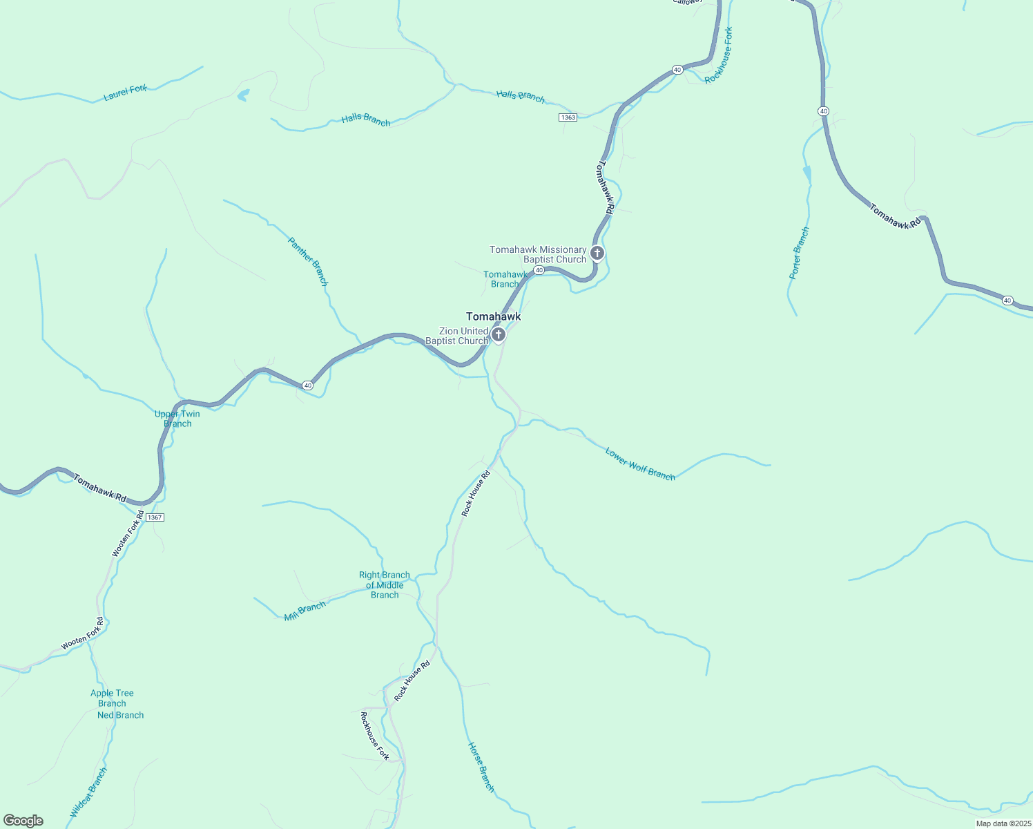 map of restaurants, bars, coffee shops, grocery stores, and more near 460 Rock House Road in Tomahawk