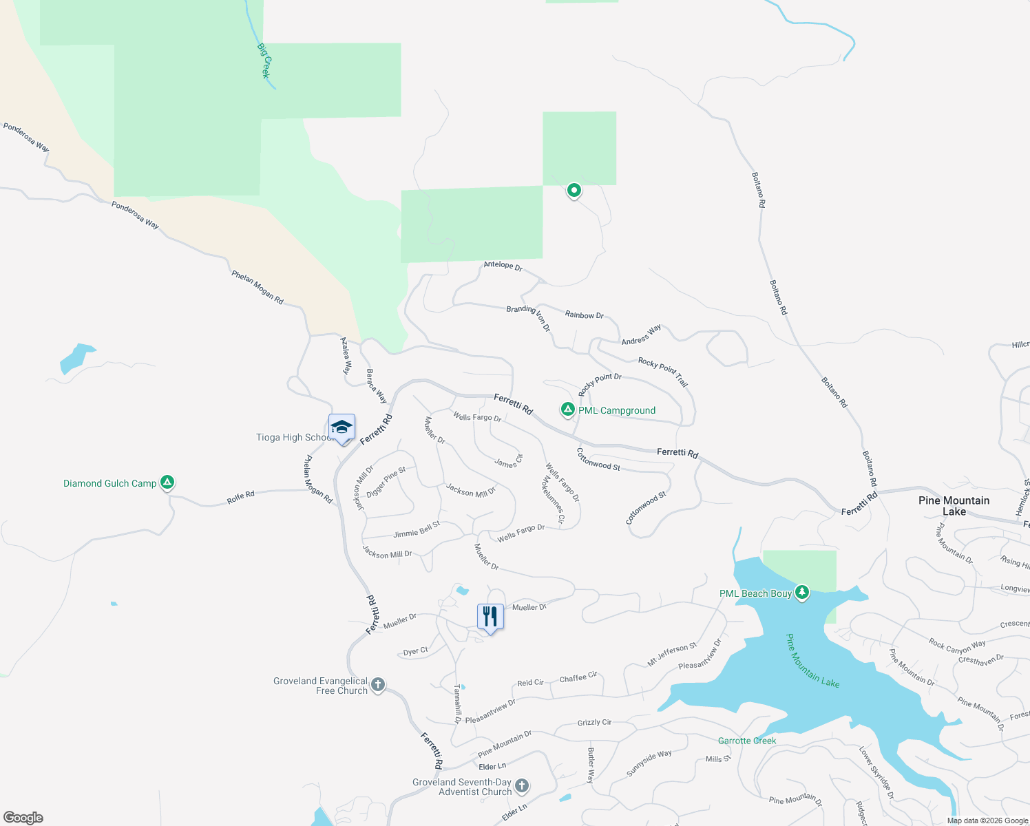 map of restaurants, bars, coffee shops, grocery stores, and more near 19419 Ferretti Road in Groveland