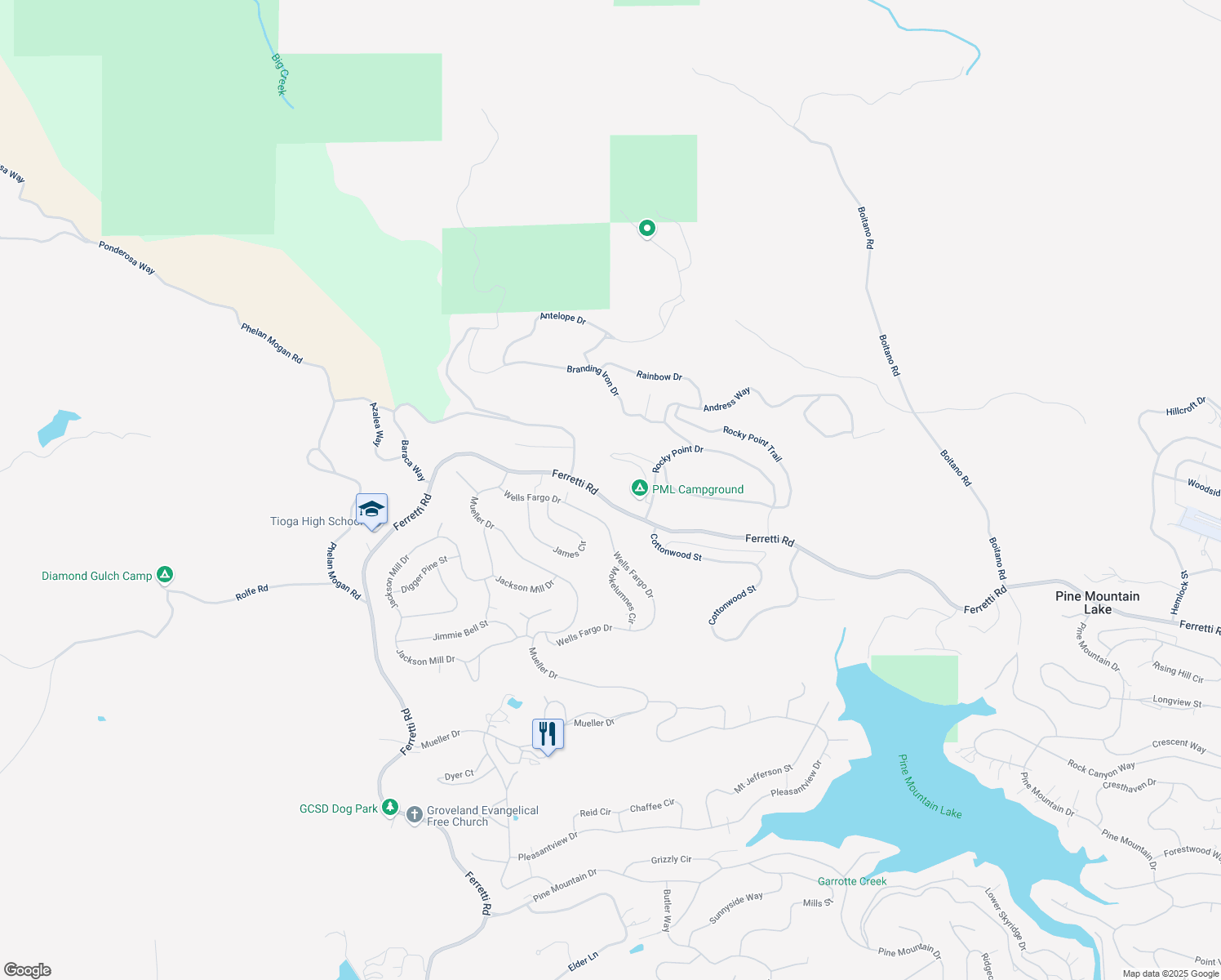 map of restaurants, bars, coffee shops, grocery stores, and more near 19428 Ferretti Road in Groveland