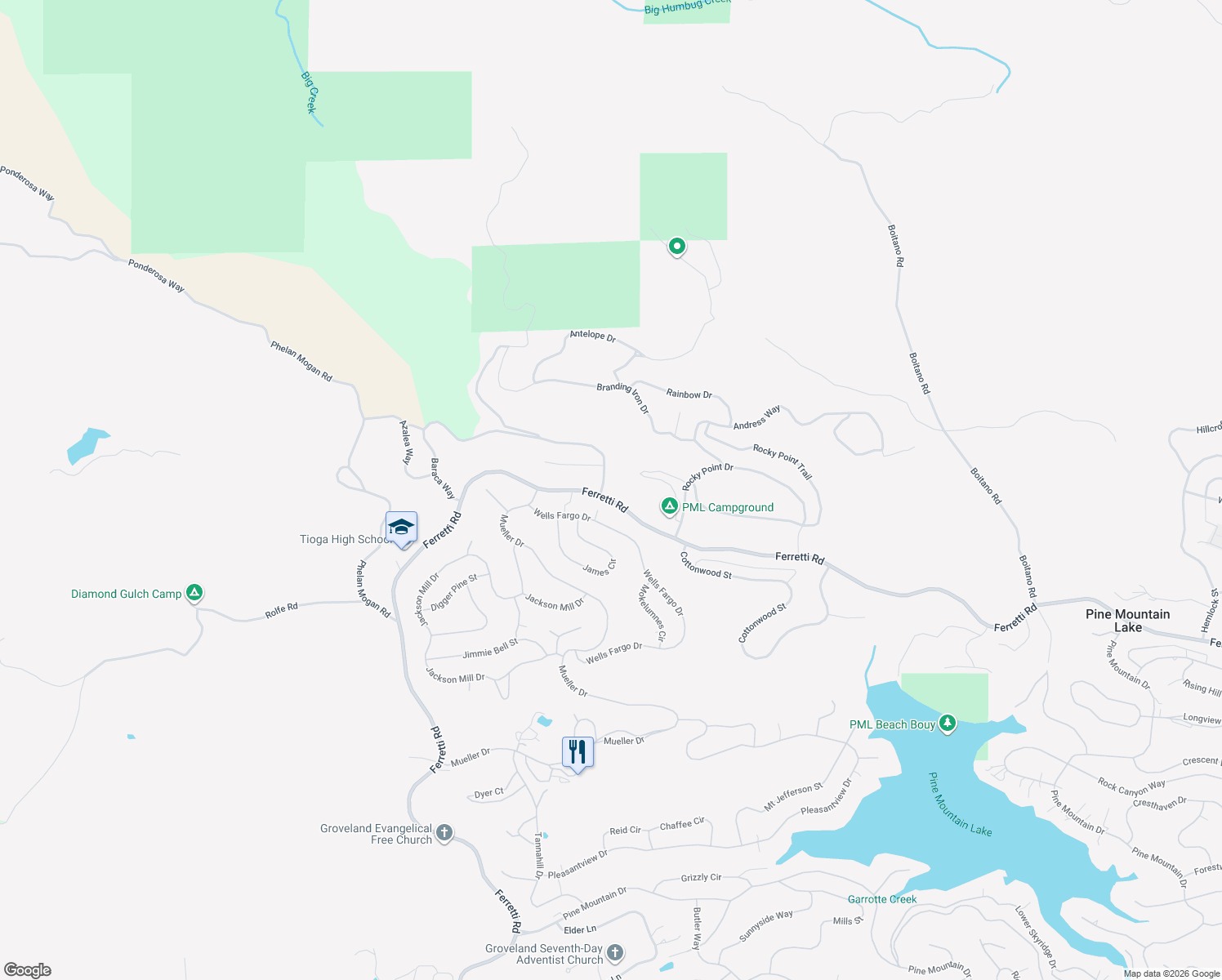 map of restaurants, bars, coffee shops, grocery stores, and more near 19419 Ferretti Road in Groveland