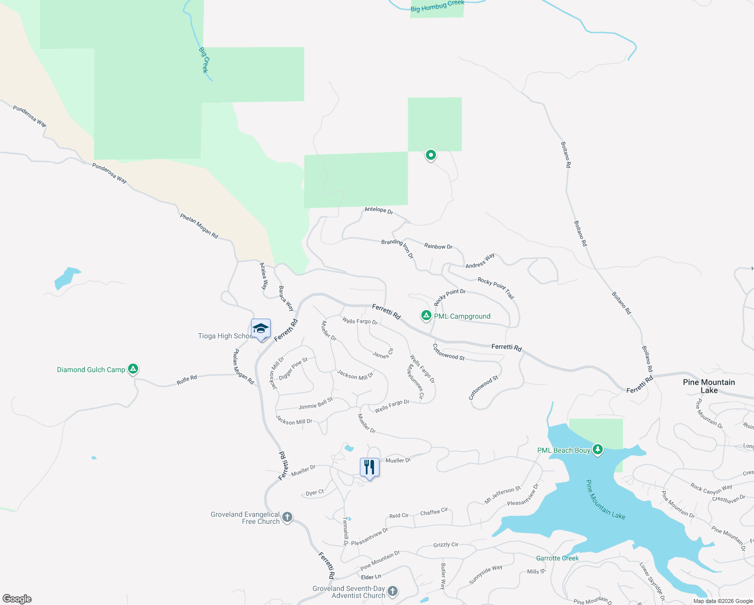 map of restaurants, bars, coffee shops, grocery stores, and more near Kalns Way in Groveland