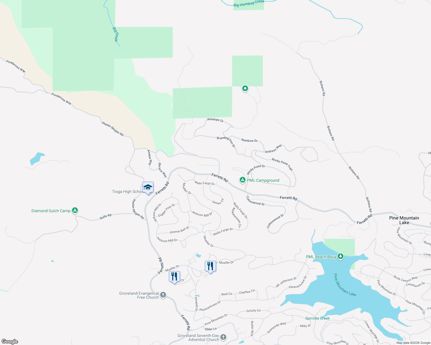 map of restaurants, bars, coffee shops, grocery stores, and more near Kalns Way in Groveland