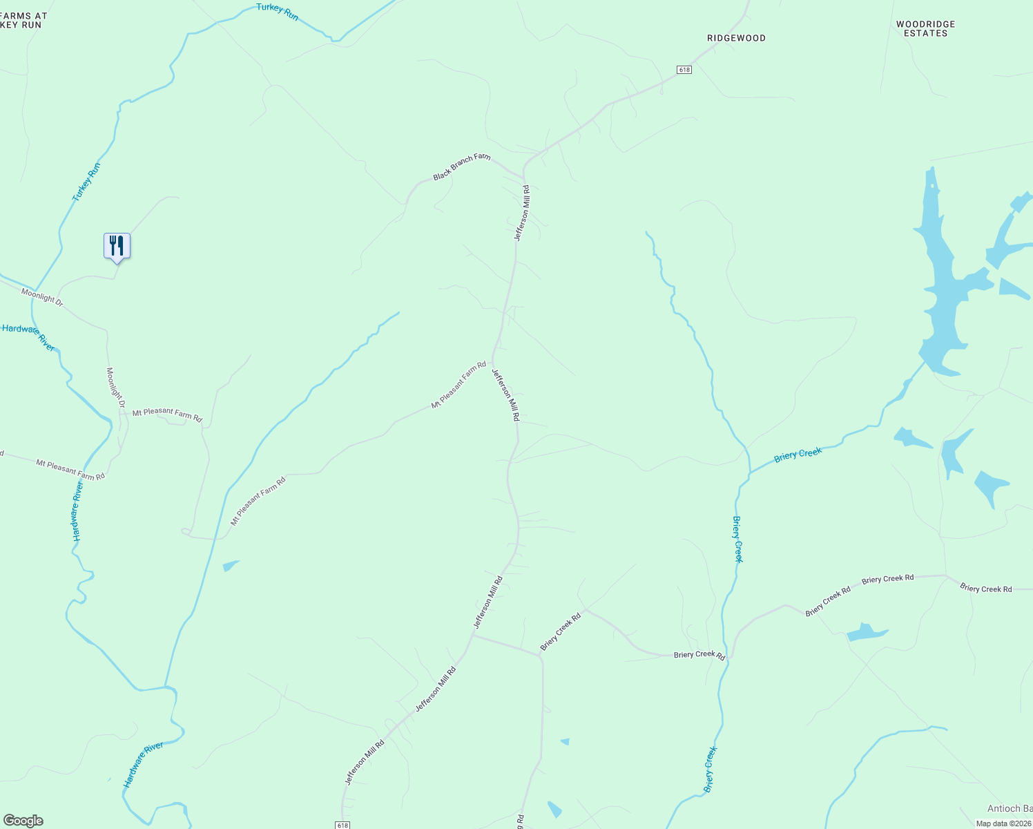 map of restaurants, bars, coffee shops, grocery stores, and more near 6137 Jefferson Mill Road in Scottsville