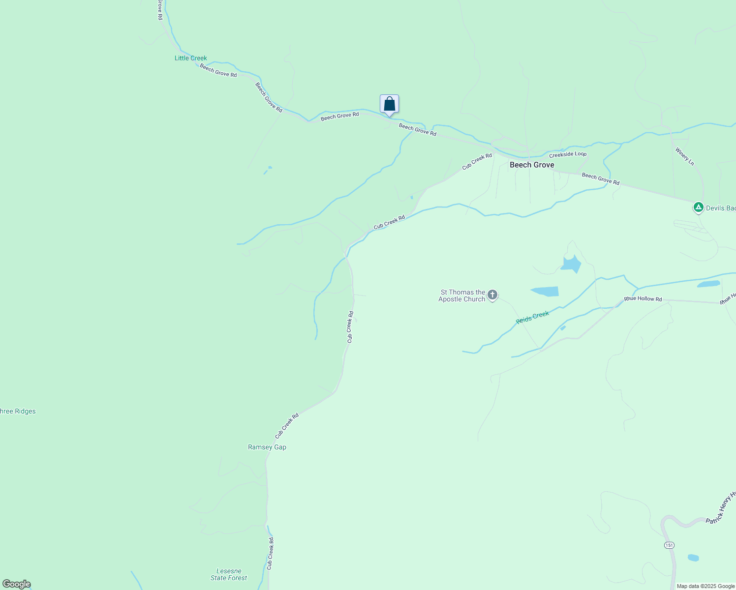 map of restaurants, bars, coffee shops, grocery stores, and more near 5286 Cub Creek Road in Roseland