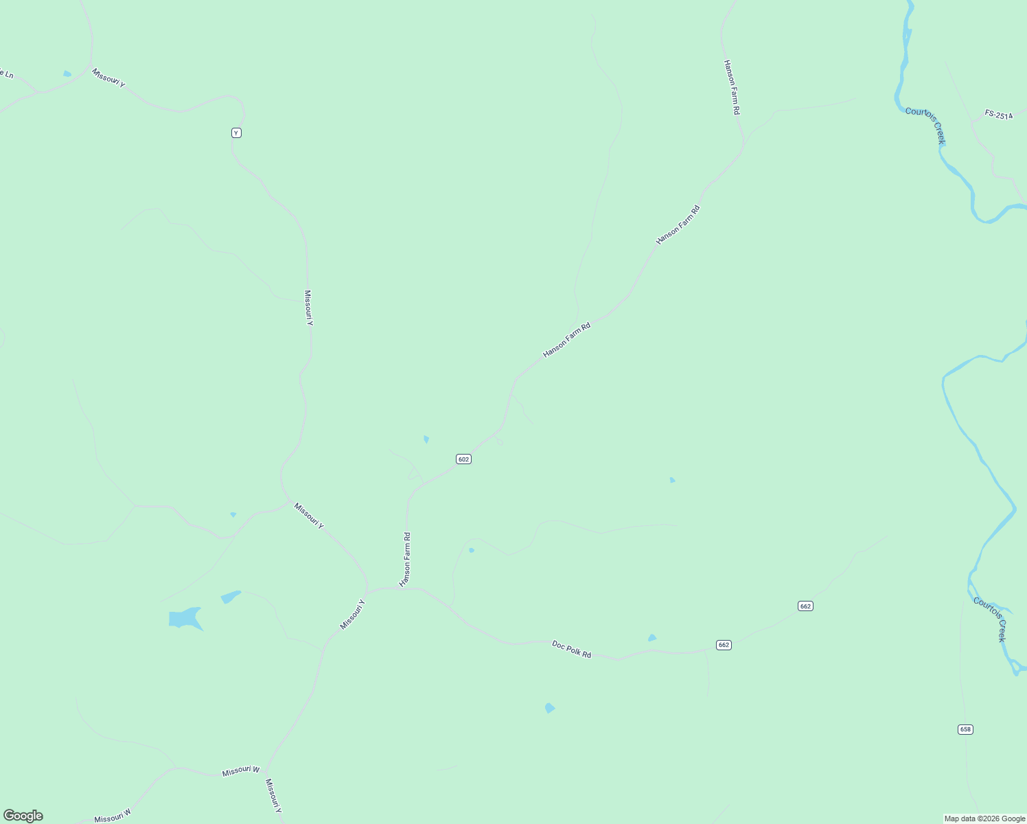 map of restaurants, bars, coffee shops, grocery stores, and more near Hanson Farm Road in Potosi