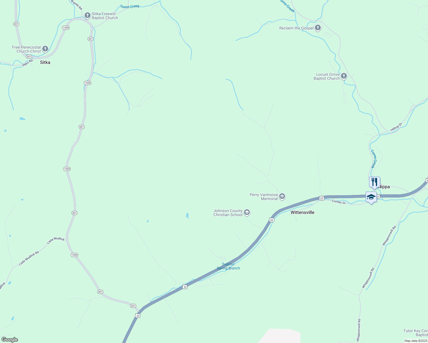 map of restaurants, bars, coffee shops, grocery stores, and more near in Wittensville