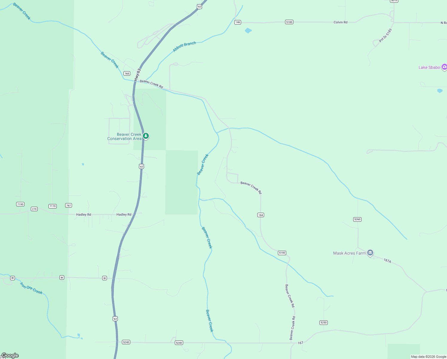 map of restaurants, bars, coffee shops, grocery stores, and more near 15655 County Road 5190 in Rolla