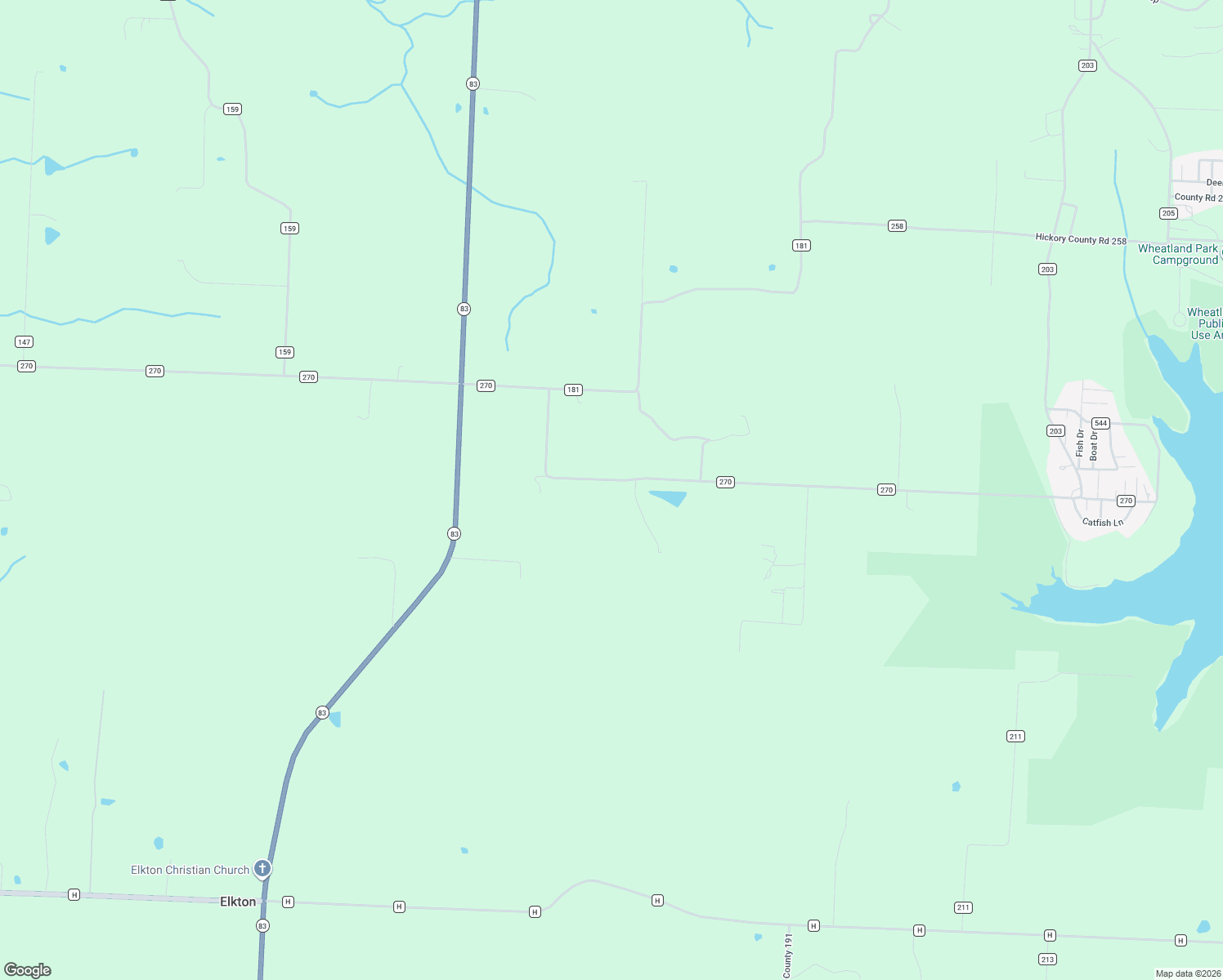 map of restaurants, bars, coffee shops, grocery stores, and more near 18998 County Road 270 in Wheatland