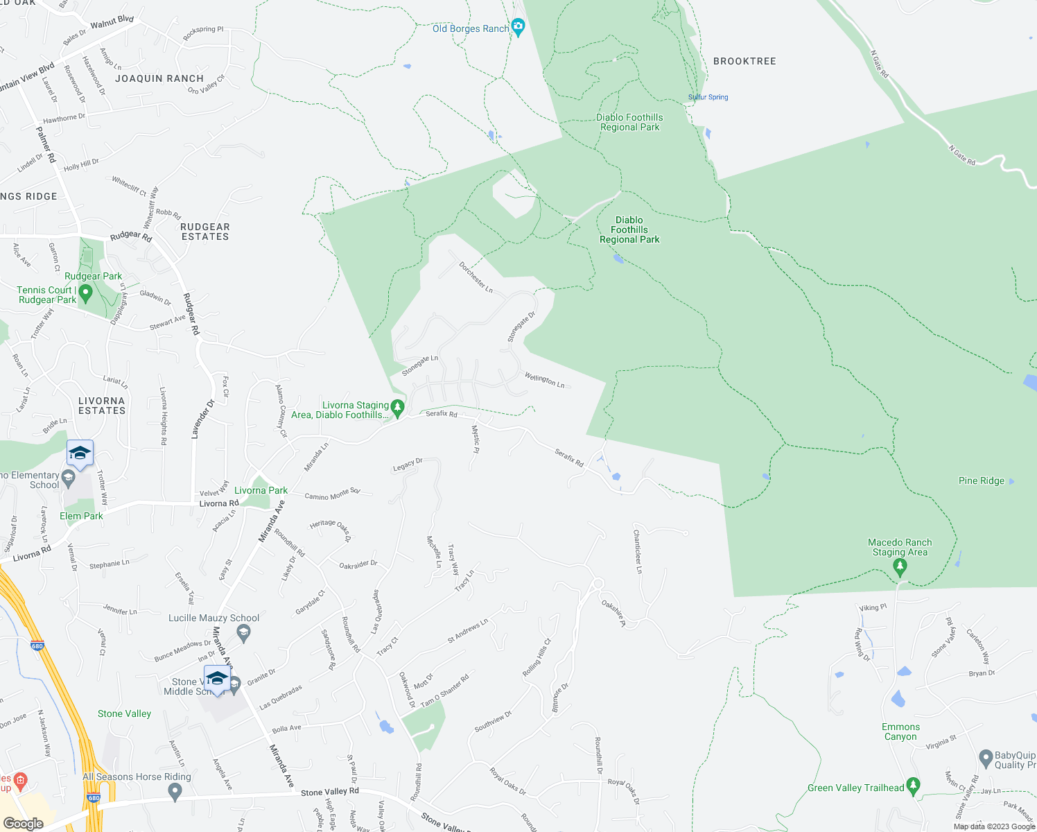 map of restaurants, bars, coffee shops, grocery stores, and more near Serafix Trail in Alamo