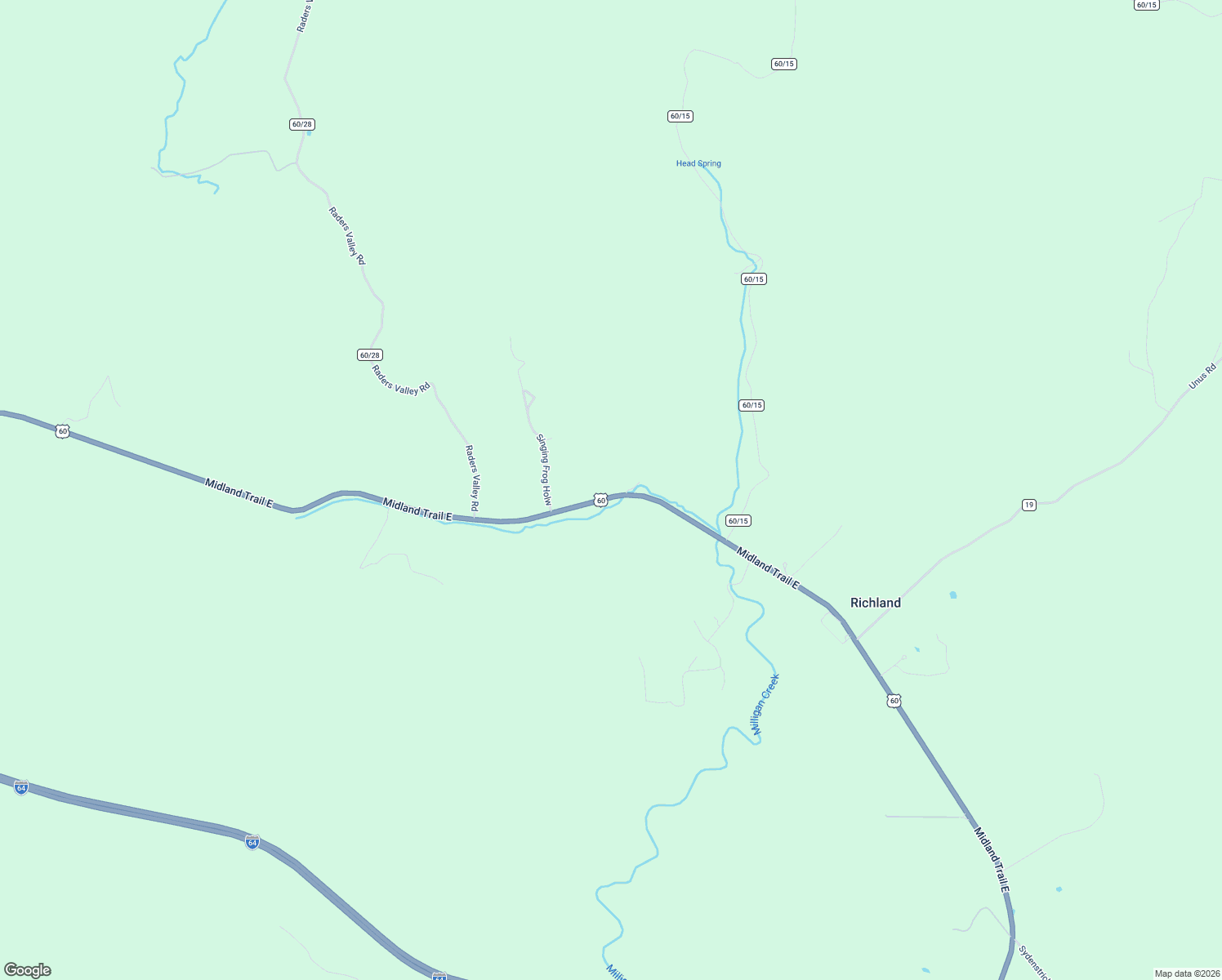 map of restaurants, bars, coffee shops, grocery stores, and more near 25339 Midland Trail East in Lewisburg