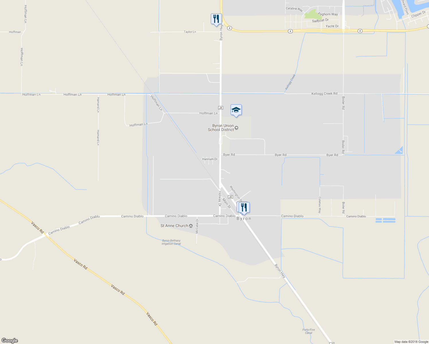 map of restaurants, bars, coffee shops, grocery stores, and more near 14650 Byron Highway in Byron