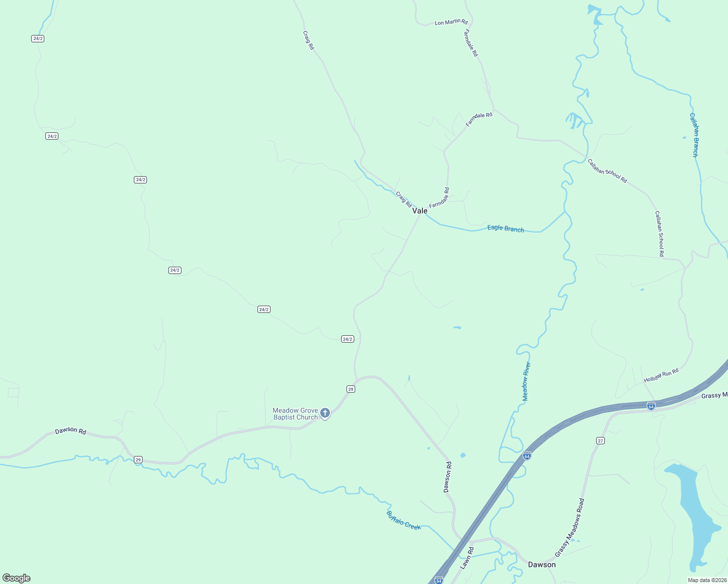 map of restaurants, bars, coffee shops, grocery stores, and more near 7328 Craig Road in Greenbrier County
