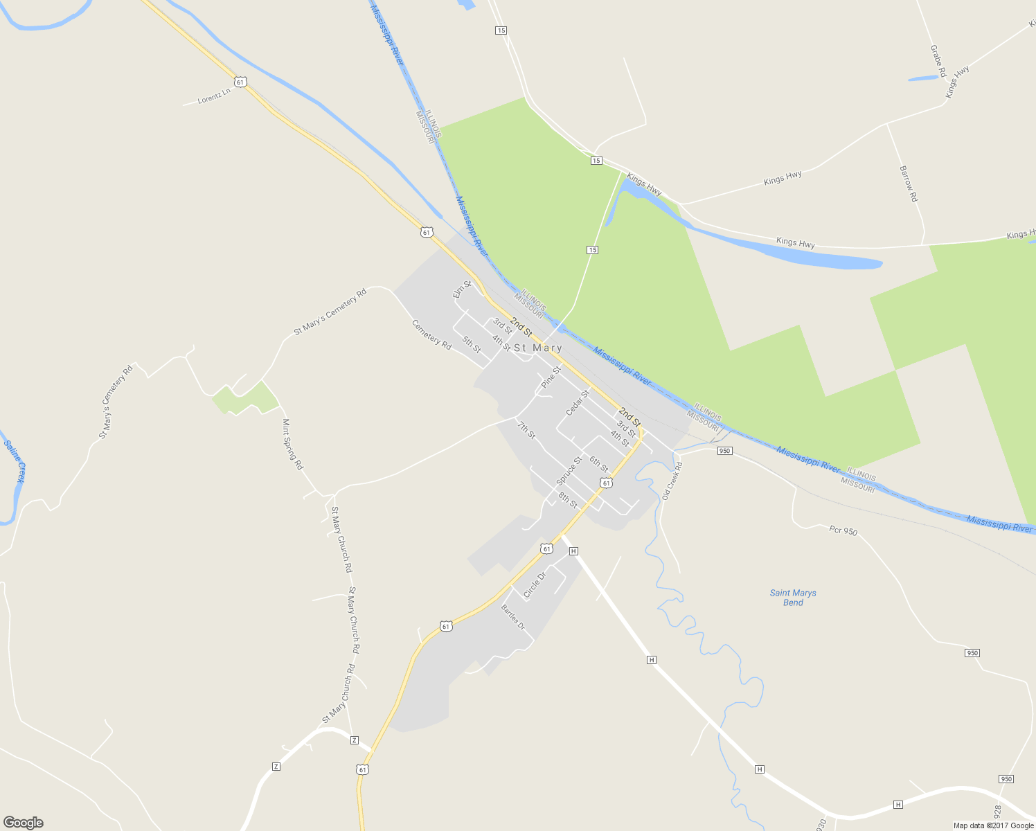 map of restaurants, bars, coffee shops, grocery stores, and more near 498 Pine Street in Saint Mary