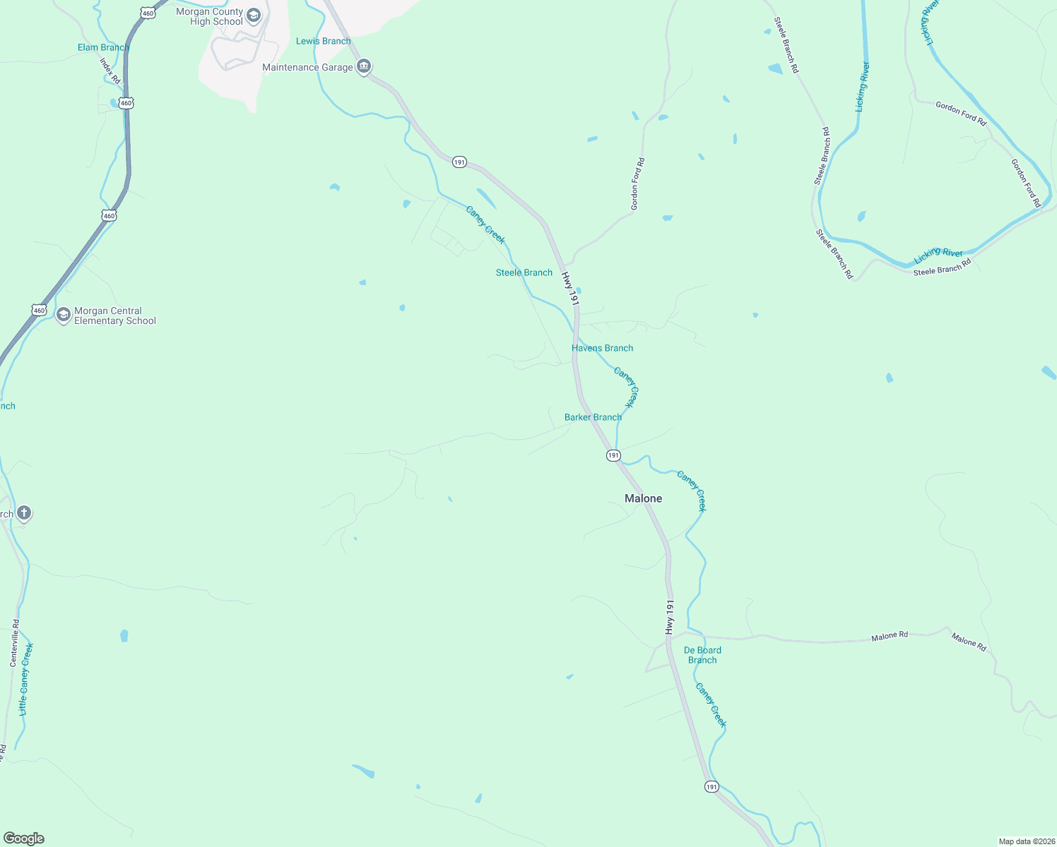 map of restaurants, bars, coffee shops, grocery stores, and more near 206 Barker Branch Road in West Liberty