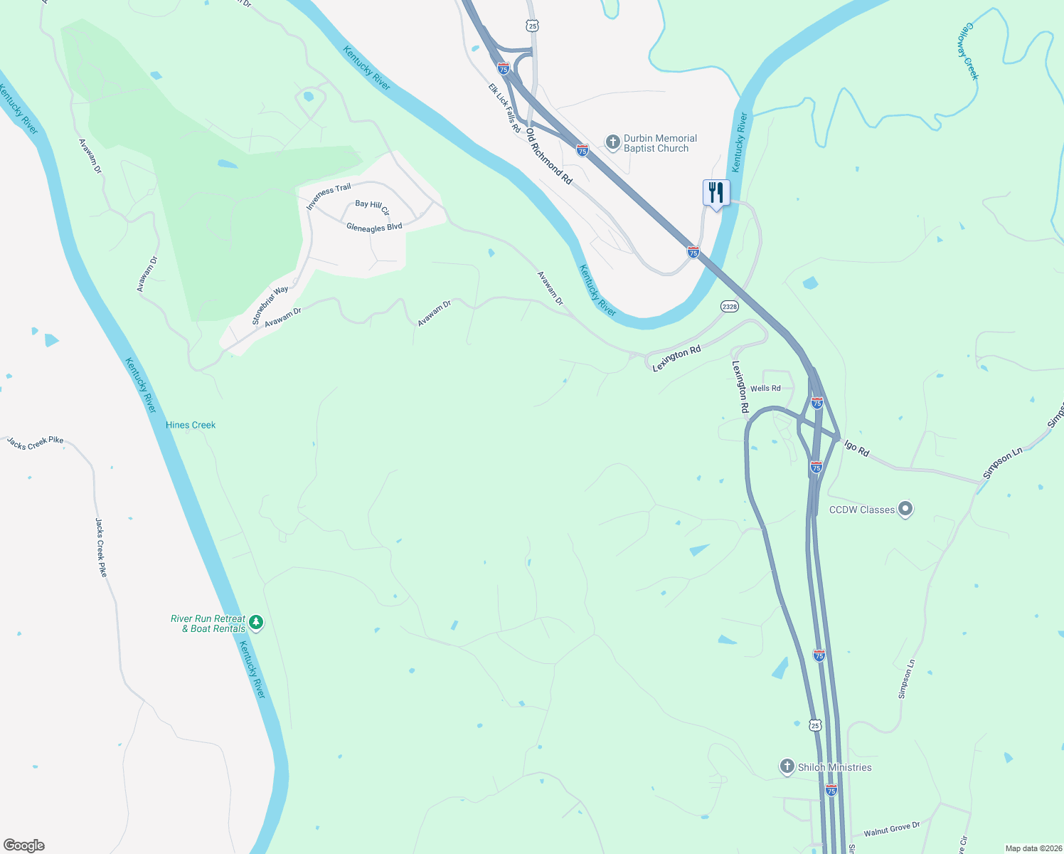map of restaurants, bars, coffee shops, grocery stores, and more near 641 Persimmon Ridge Trail in Richmond