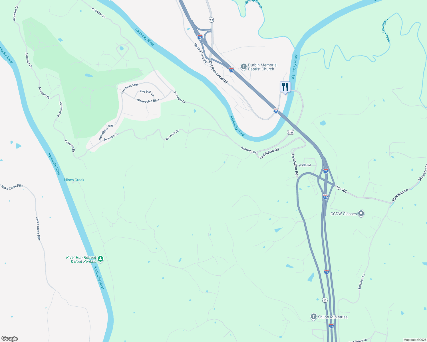 map of restaurants, bars, coffee shops, grocery stores, and more near 620 Persimmon Ridge Trail in Richmond