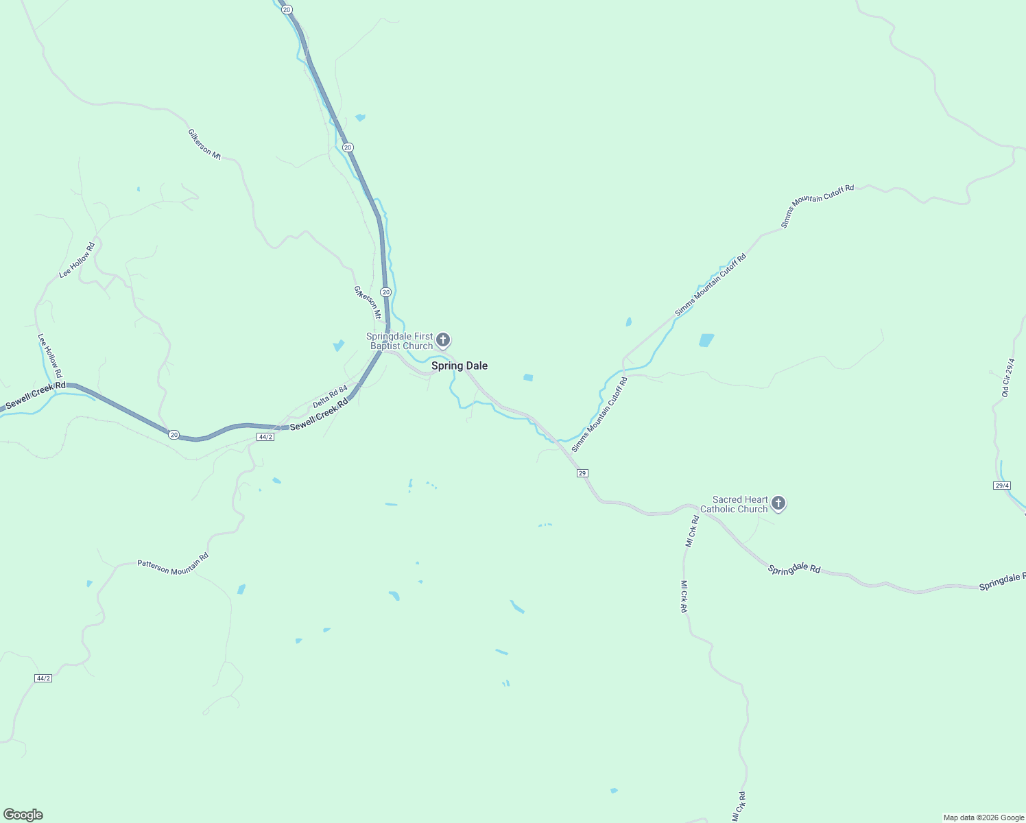 map of restaurants, bars, coffee shops, grocery stores, and more near County Route 29 in Meadow Bridge