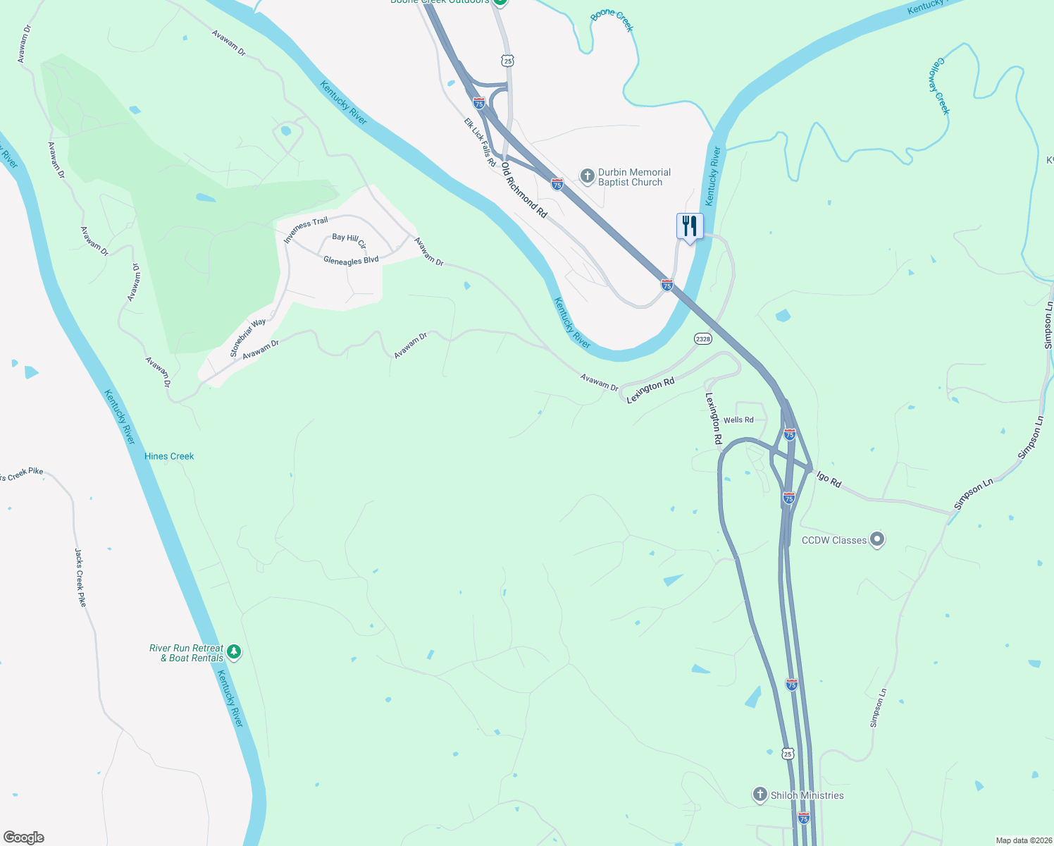 map of restaurants, bars, coffee shops, grocery stores, and more near 620 Persimmon Ridge Trail in Richmond