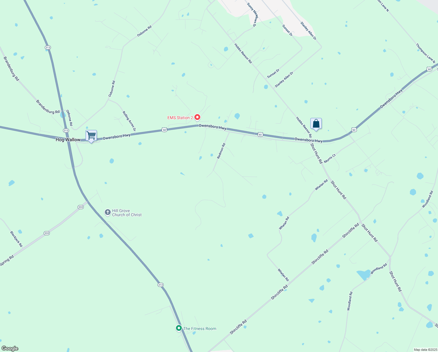map of restaurants, bars, coffee shops, grocery stores, and more near 16 Boak Mountain Lane in Vine Grove