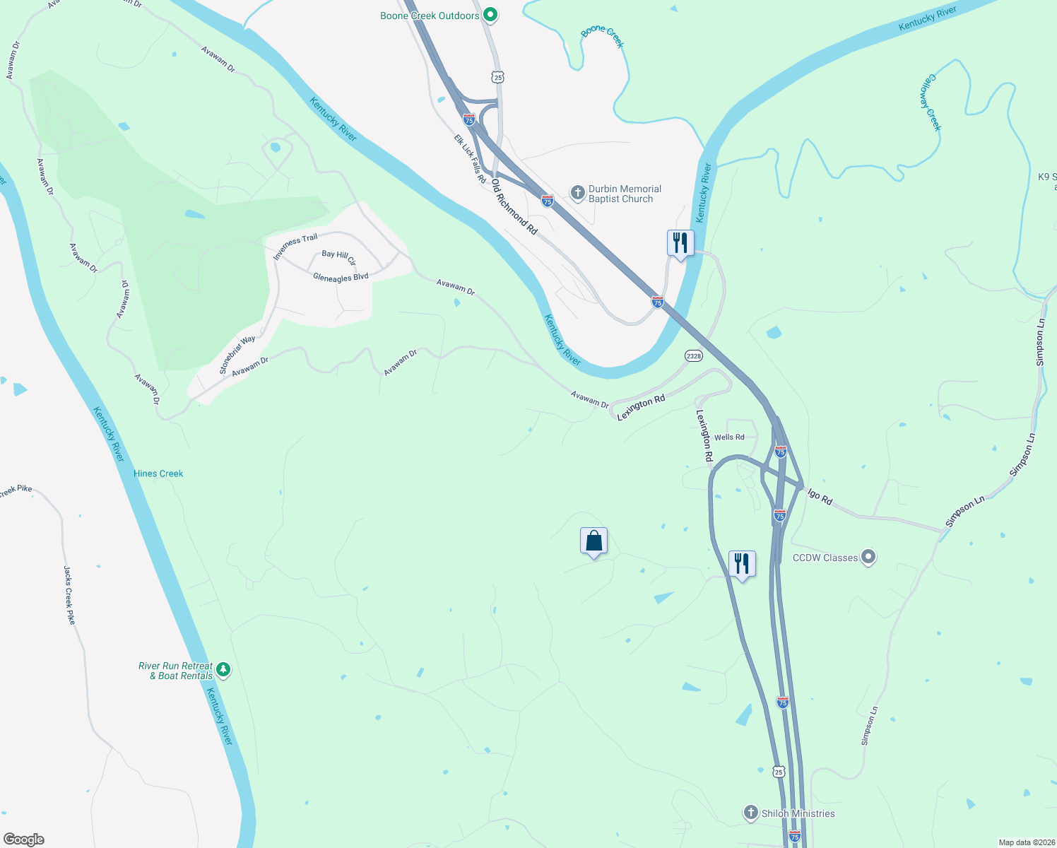 map of restaurants, bars, coffee shops, grocery stores, and more near 517 Shagbark Trail in Richmond