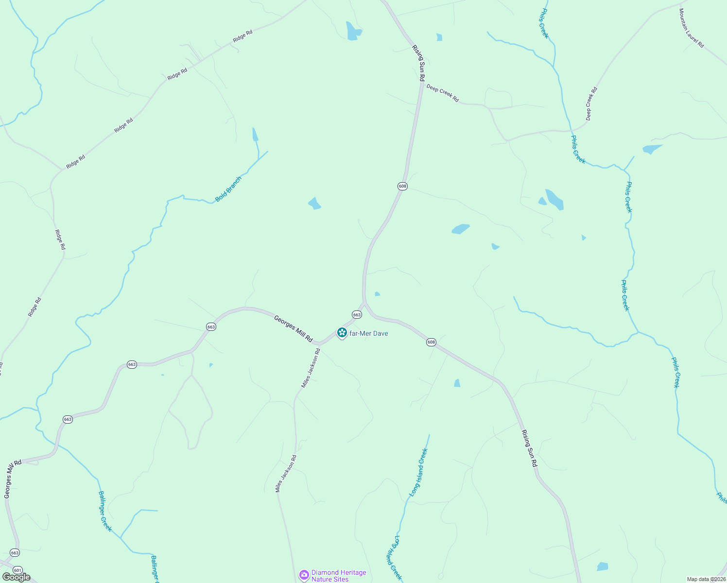 map of restaurants, bars, coffee shops, grocery stores, and more near 2701 Rising Sun Road in Palmyra
