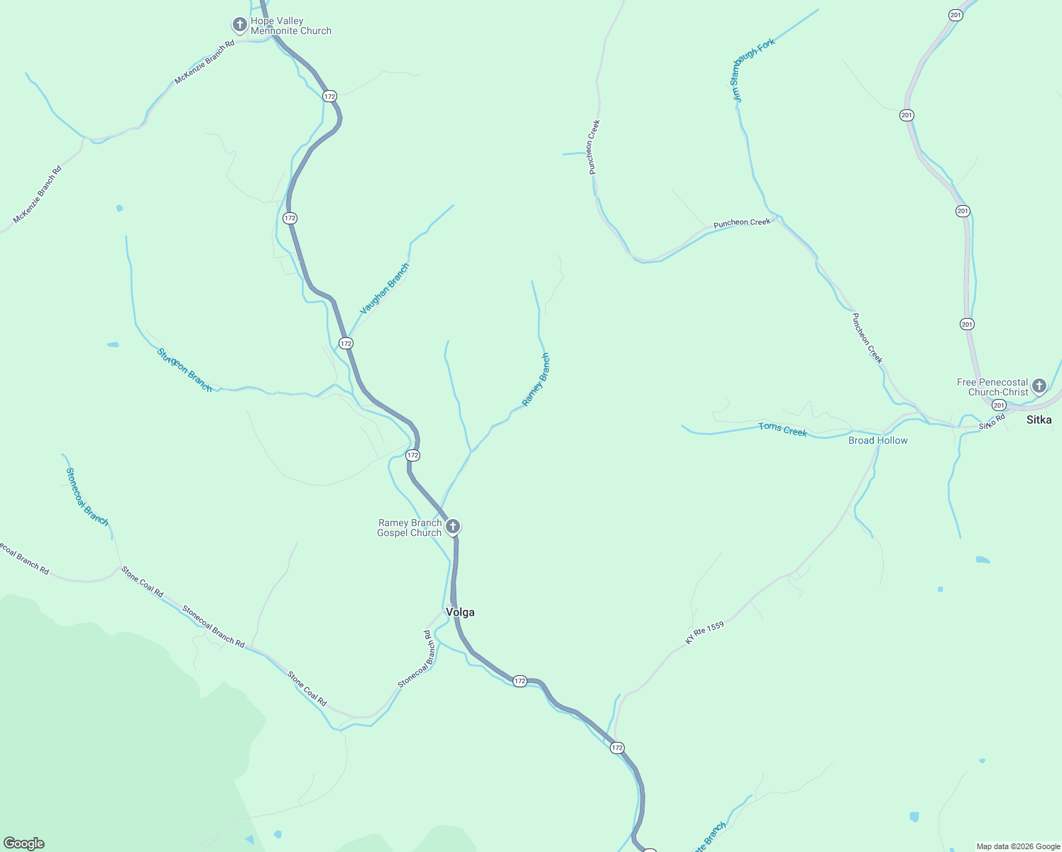 map of restaurants, bars, coffee shops, grocery stores, and more near Ramey Branch Road in Flatgap