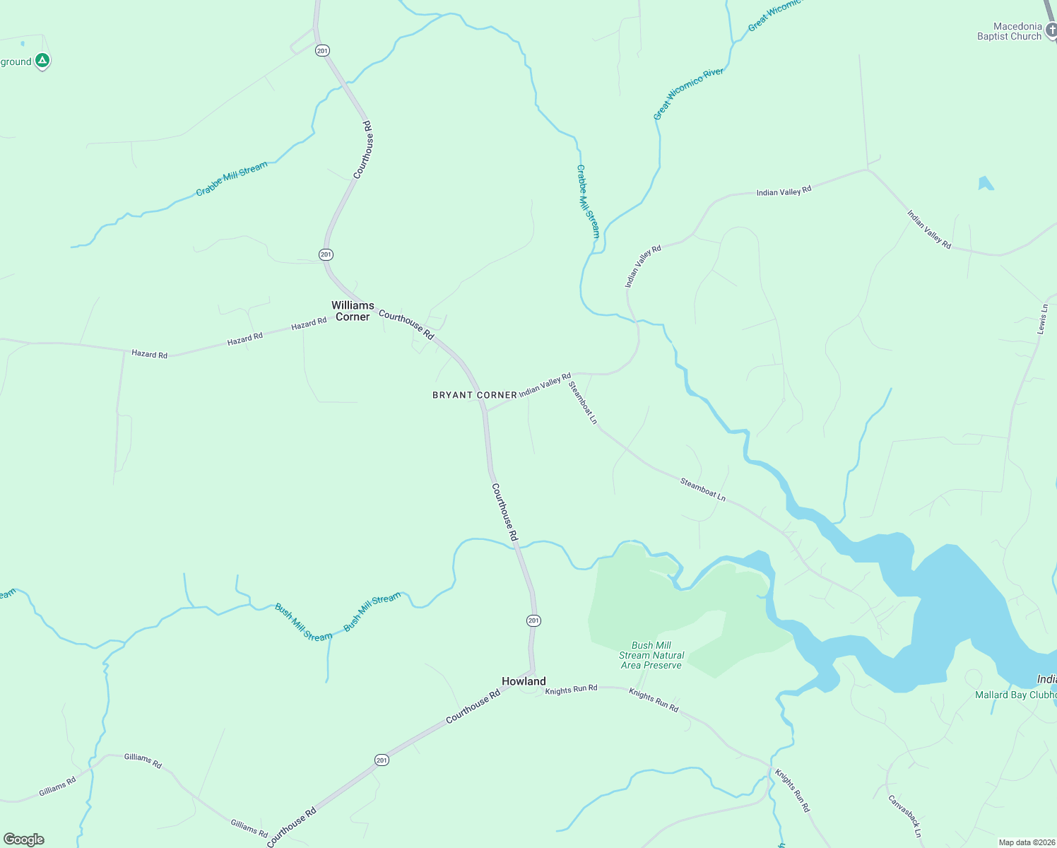 map of restaurants, bars, coffee shops, grocery stores, and more near Indian Trail Rd in Heathsville