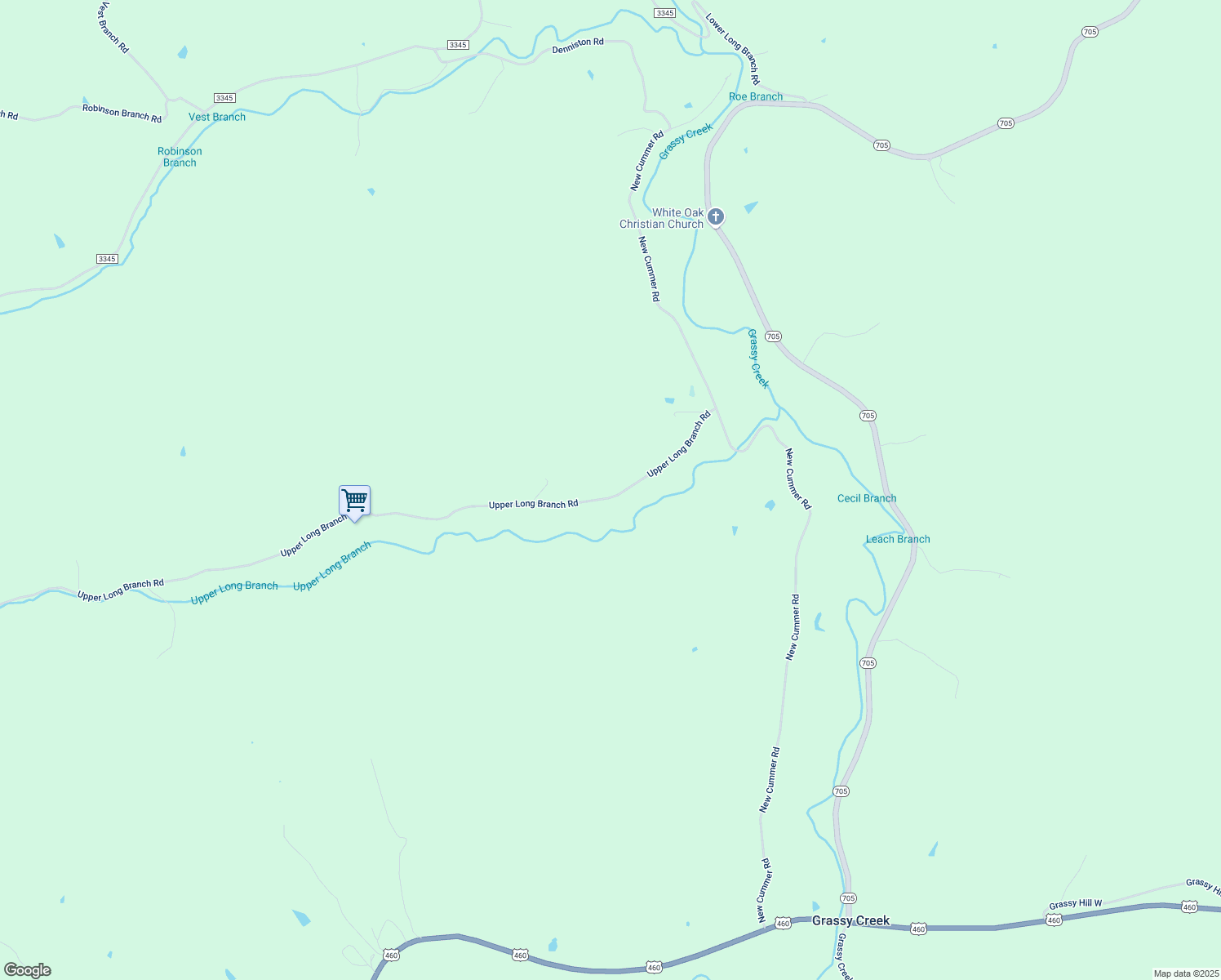 map of restaurants, bars, coffee shops, grocery stores, and more near 382 Upper Long Branch Road in Ezel