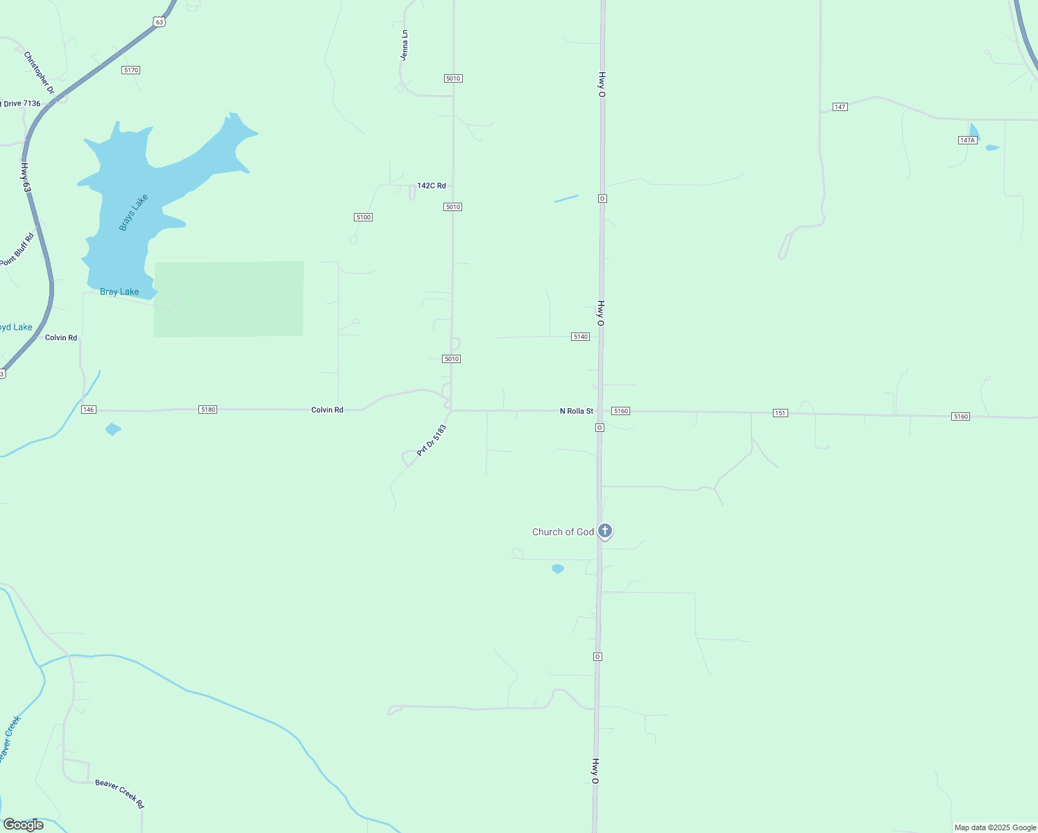 map of restaurants, bars, coffee shops, grocery stores, and more near 10297 County Road 5180 in Rolla
