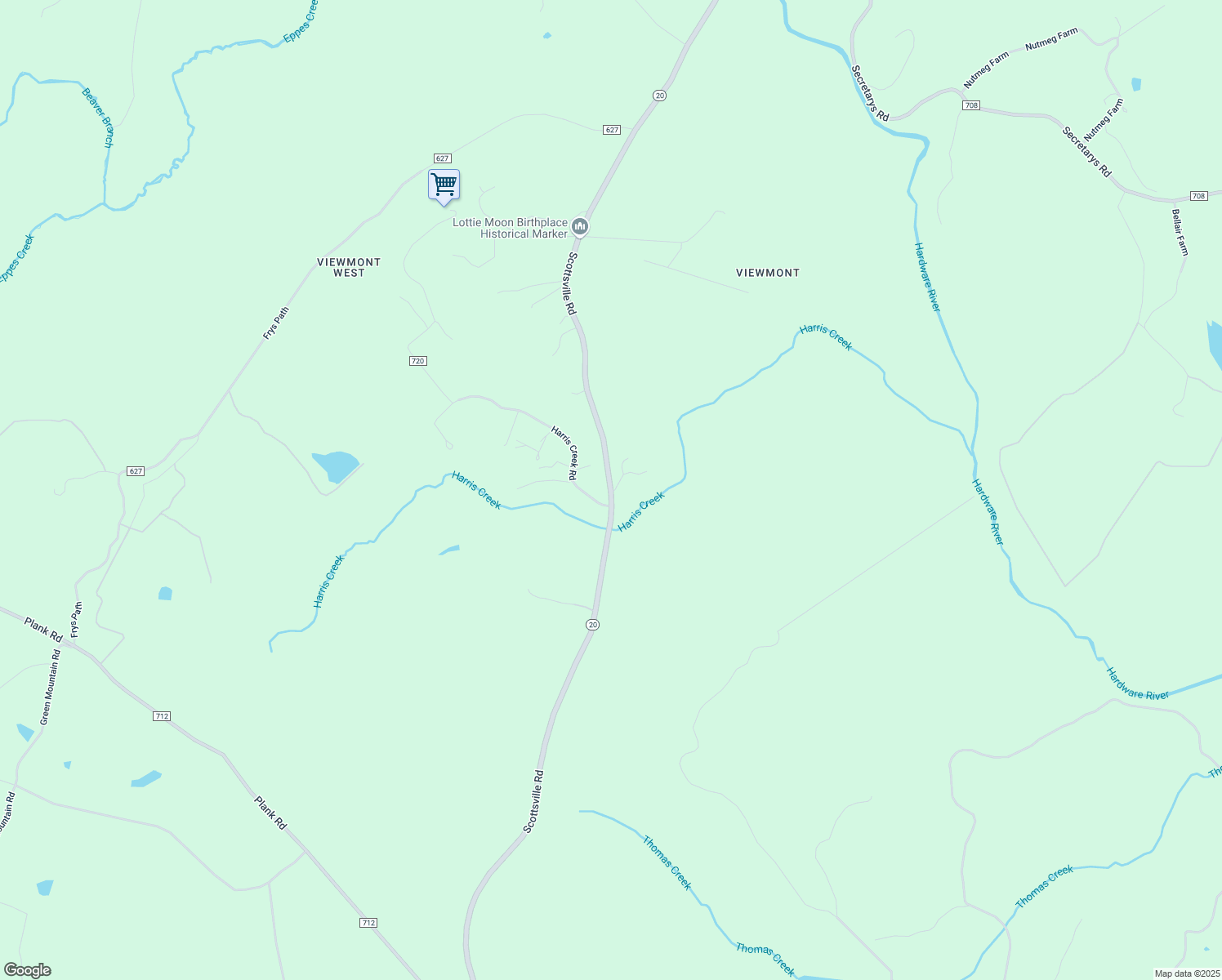 map of restaurants, bars, coffee shops, grocery stores, and more near 5182 Scottsville Rd in Charlottesville