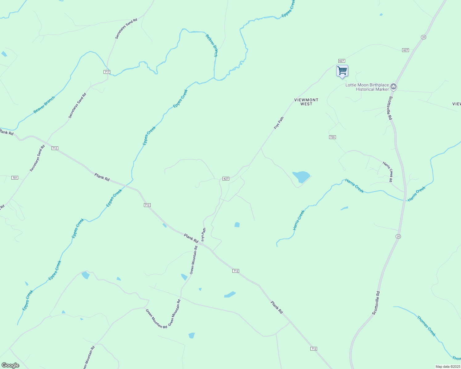 map of restaurants, bars, coffee shops, grocery stores, and more near 5500 Estouteville Farm in Lake Monticello