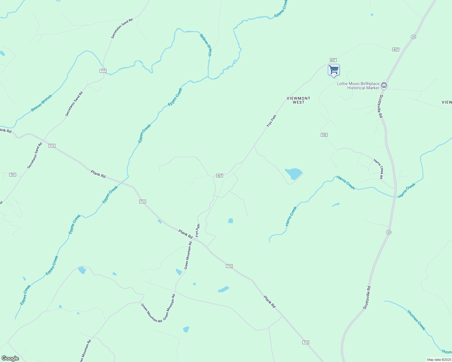map of restaurants, bars, coffee shops, grocery stores, and more near 5500 Estouteville Farm in Lake Monticello