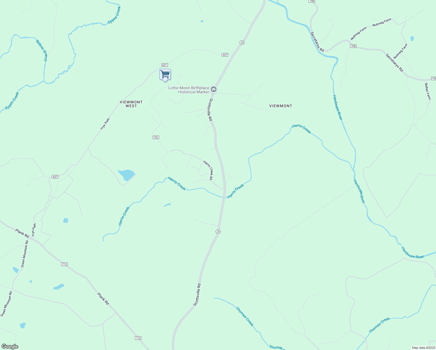 map of restaurants, bars, coffee shops, grocery stores, and more near 5146-5182 Scottsville Rd in Charlottesville