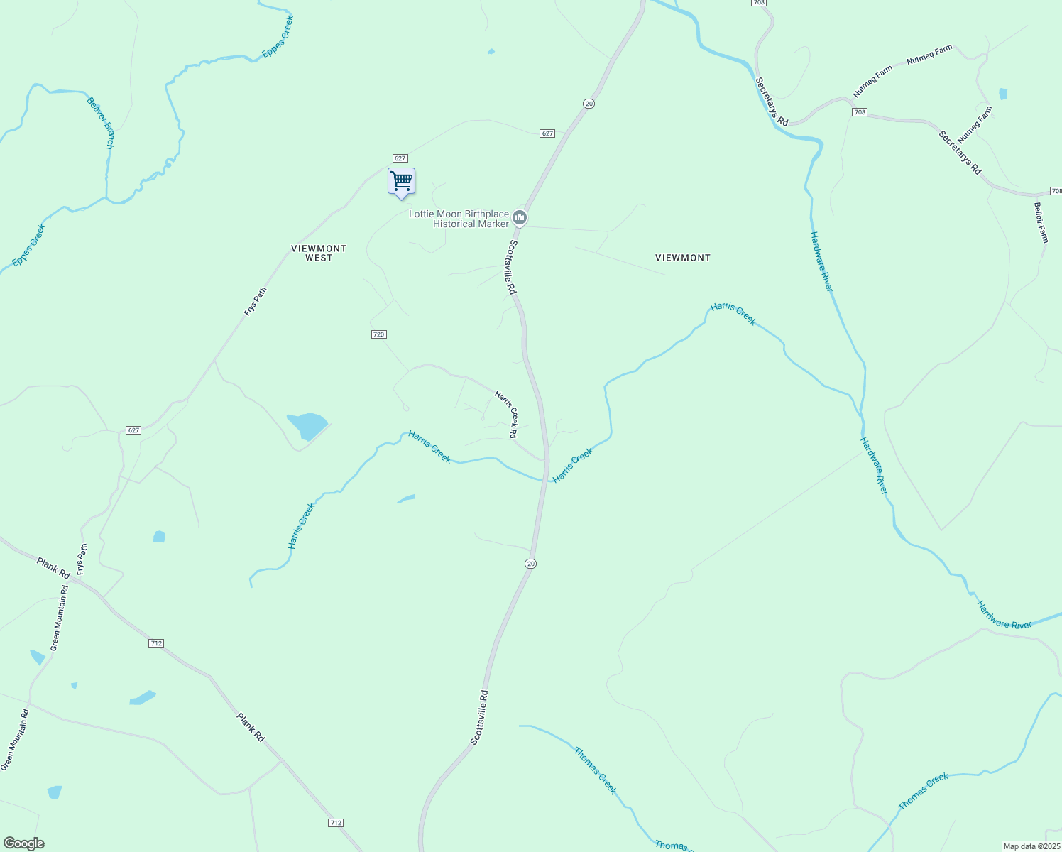 map of restaurants, bars, coffee shops, grocery stores, and more near 5146-5182 Scottsville Rd in Charlottesville