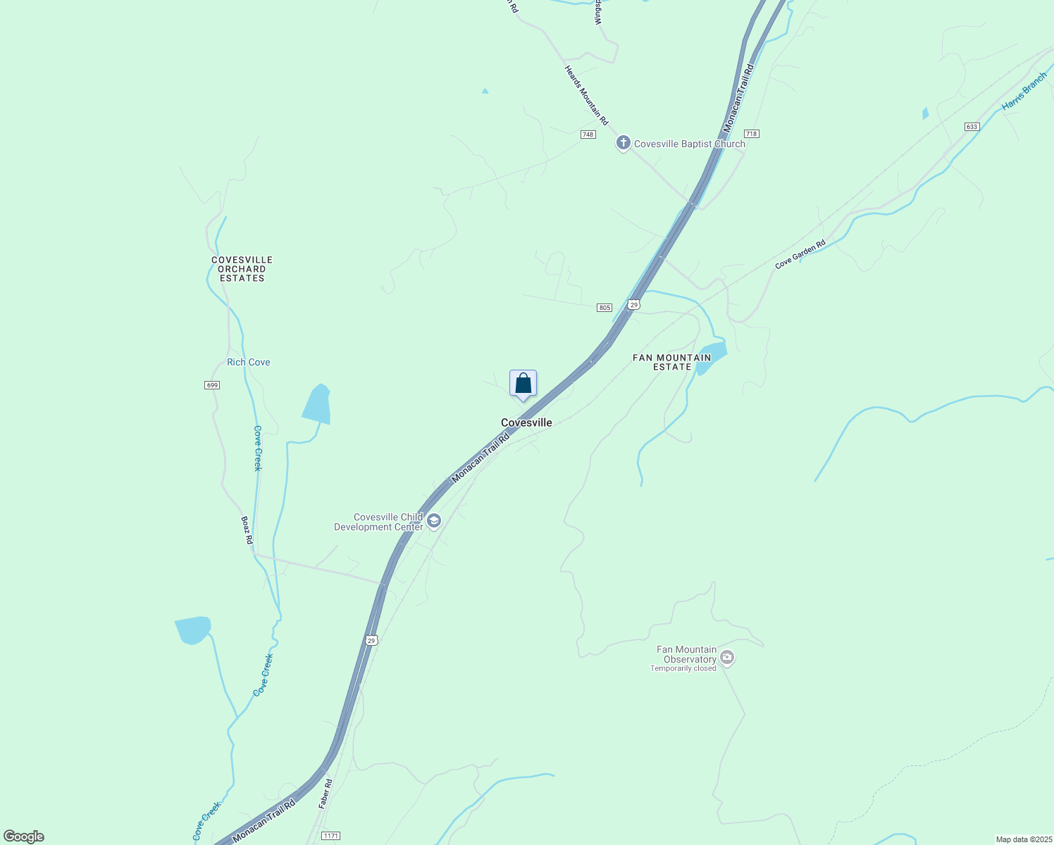 map of restaurants, bars, coffee shops, grocery stores, and more near in Covesville
