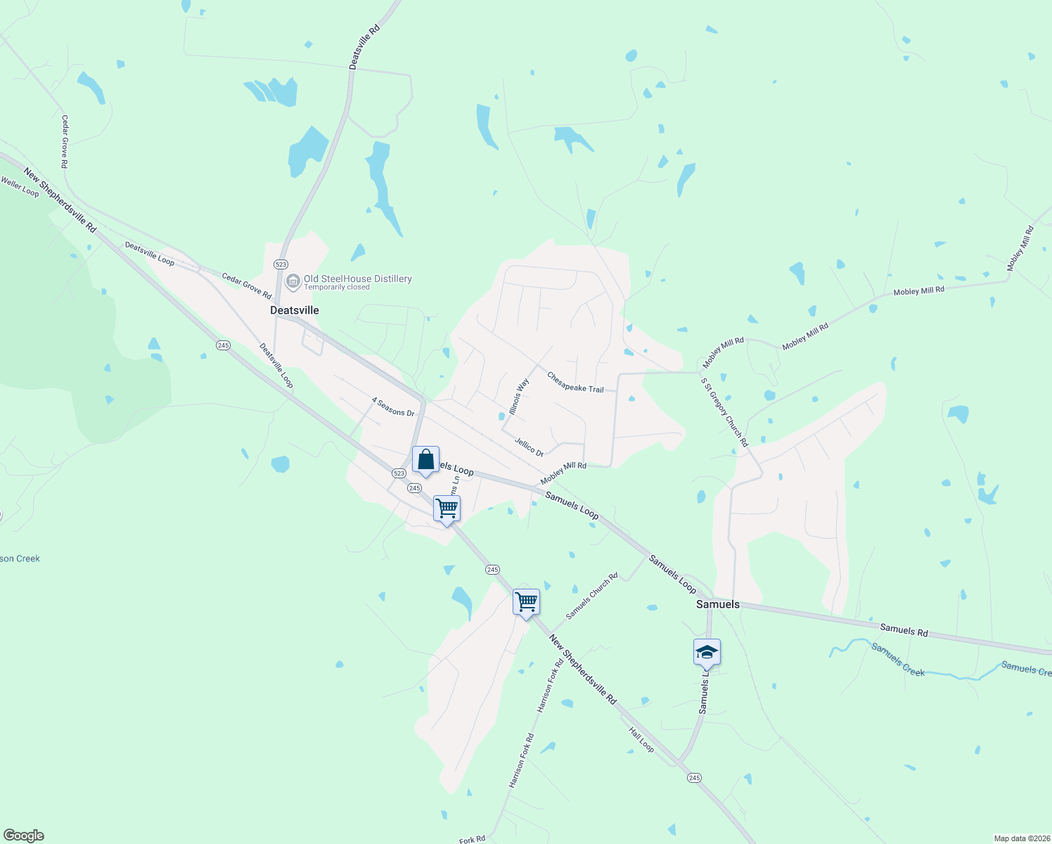 map of restaurants, bars, coffee shops, grocery stores, and more near 199 Lexington Ct in Nelson